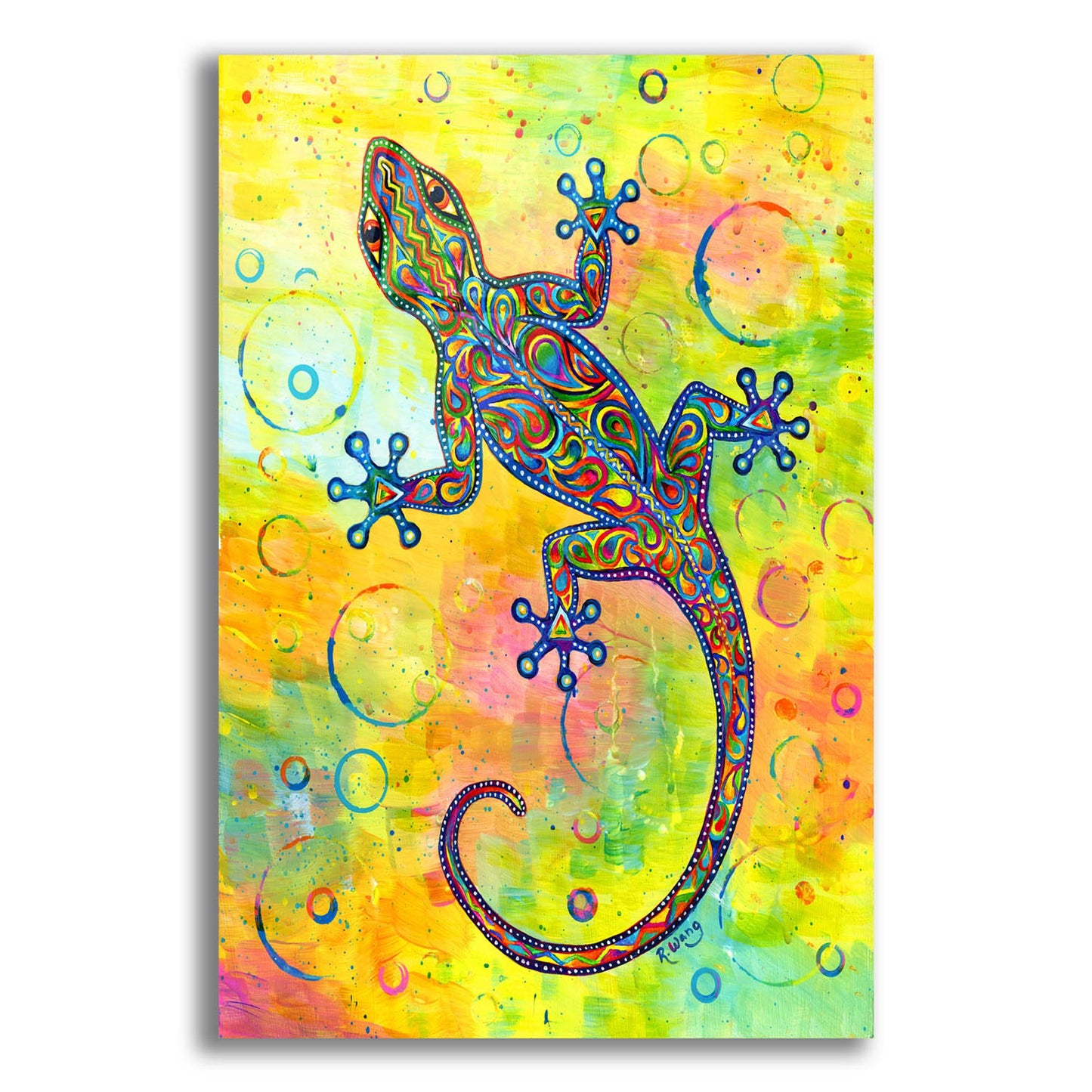 Epic Art 'Electric Gecko' by Rebecca Wang Art, Acrylic Glass Wall Art