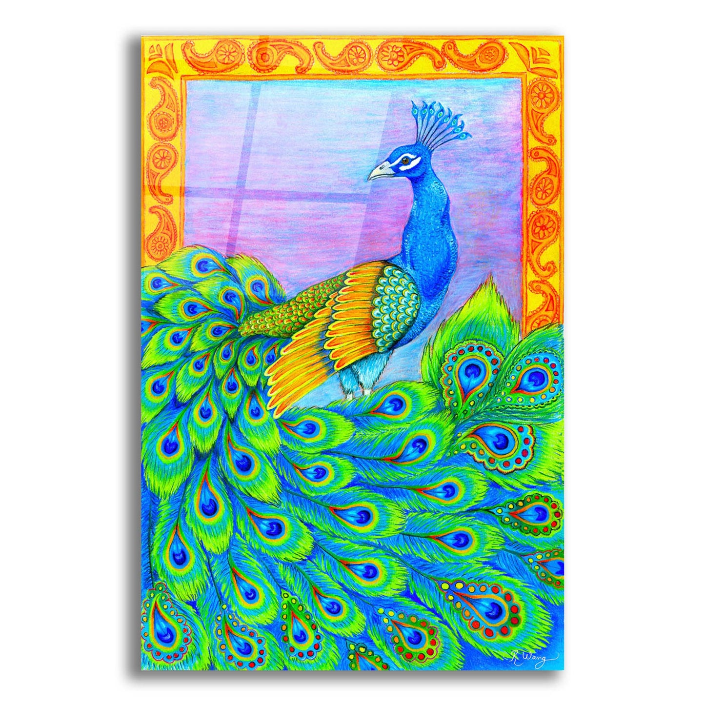 Epic Art 'Pretty Peacock' by Rebecca Wang Art, Acrylic Glass Wall Art