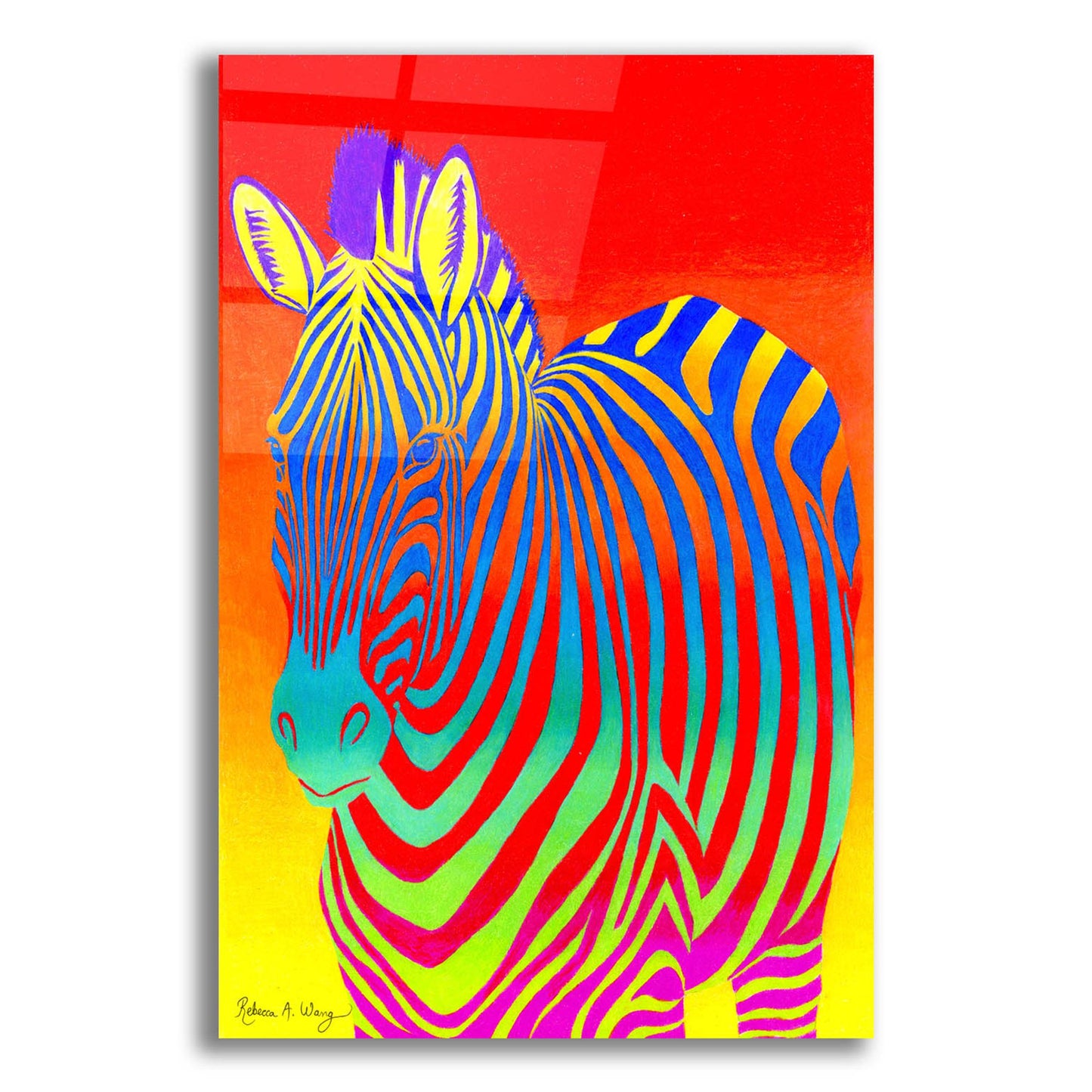 Epic Art 'Psychedelic Zebra' by Rebecca Wang Art, Acrylic Glass Wall Art