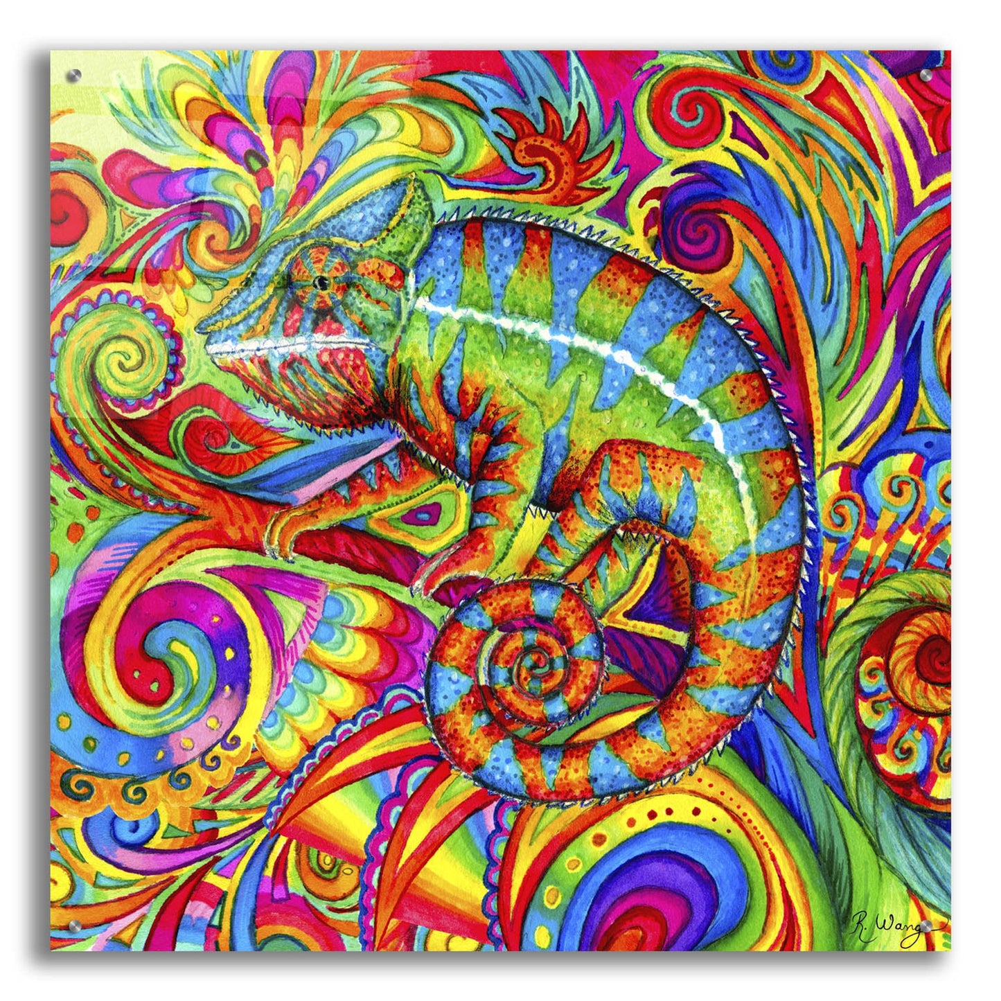 Epic Art 'Psychedelizard' by Rebecca Wang Art, Acrylic Glass Wall Art