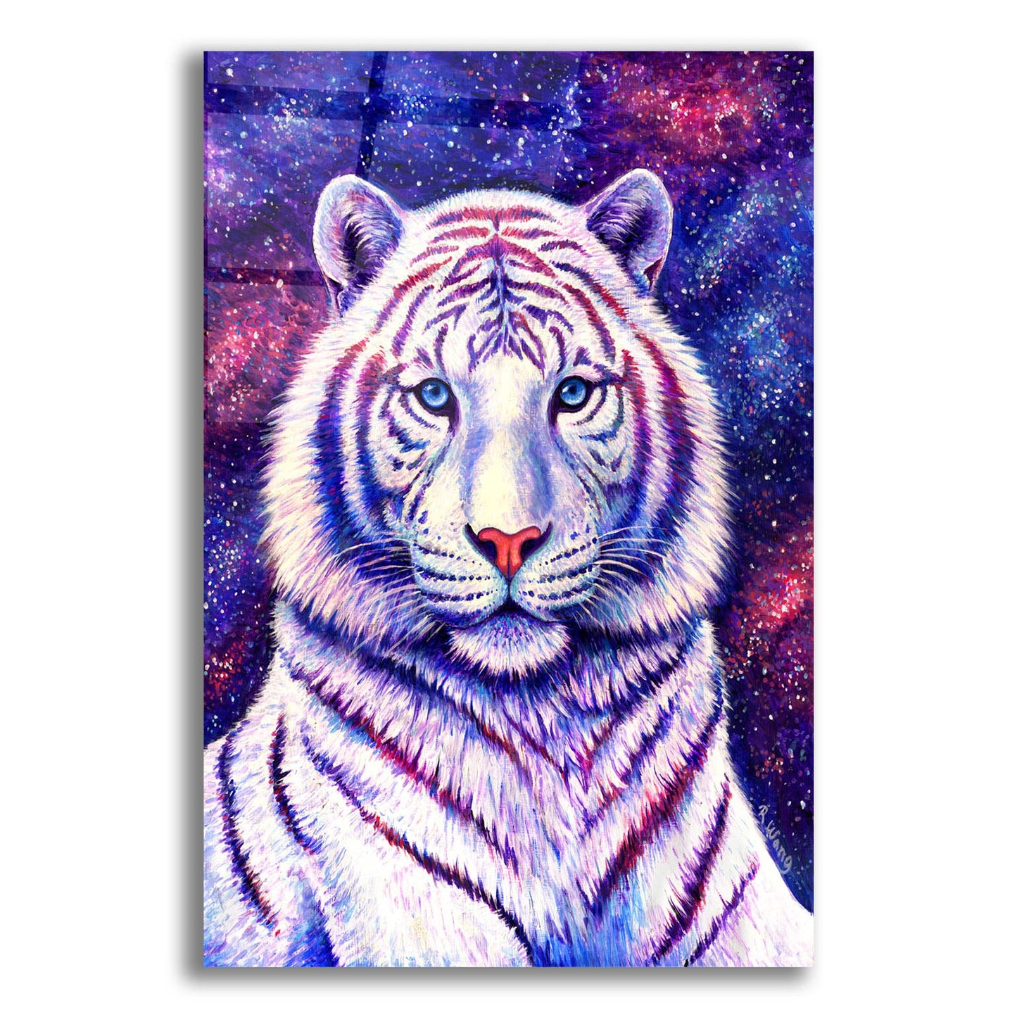 Epic Art 'Among the Stars-Cosmic White Tiger' by Rebecca Wang Art, Acrylic Glass Wall Art