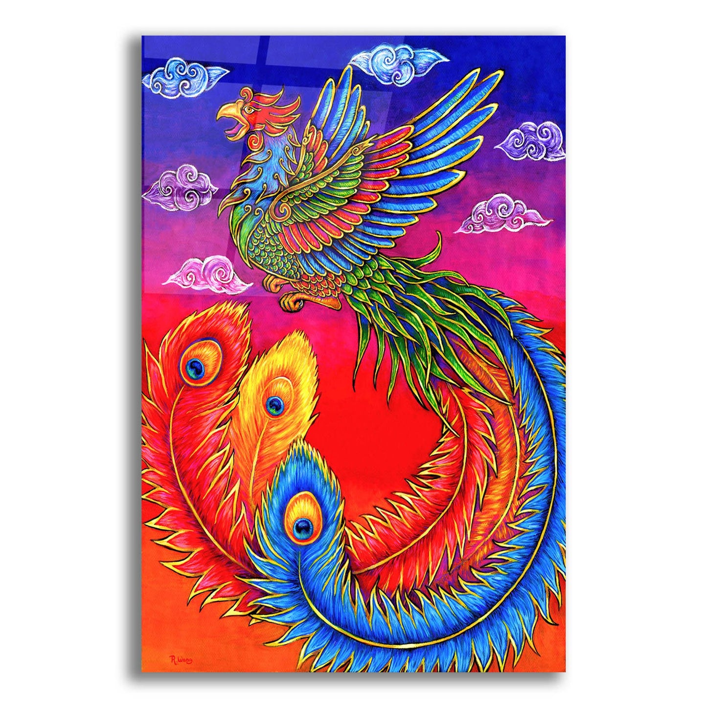 Epic Art 'Fenghuang Chinese Phoenix Rainbow Bird' by Rebecca Wang Art, Acrylic Glass Wall Art