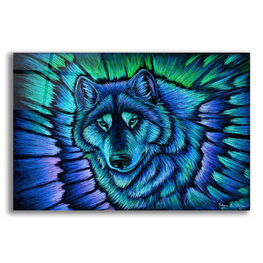 Epic Art 'Wolf Aurora' by Rebecca Wang Art, Acrylic Glass Wall Art