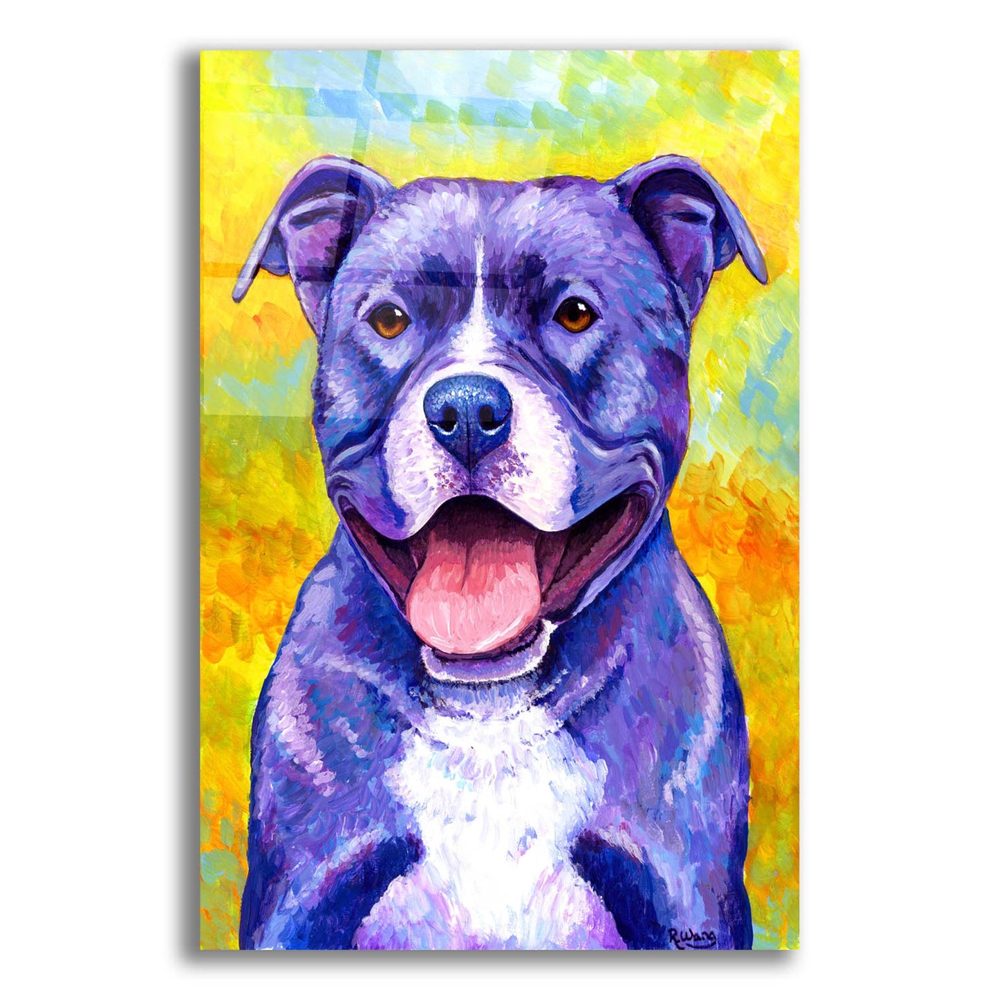 Epic Art 'Peppy Purple Pitbull' by Rebecca Wang Art, Acrylic Glass Wall Art