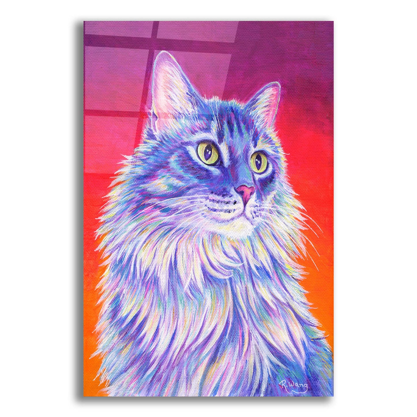 Epic Art 'Longhaired Purple Tabby Cat' by Rebecca Wang Art, Acrylic Glass Wall Art