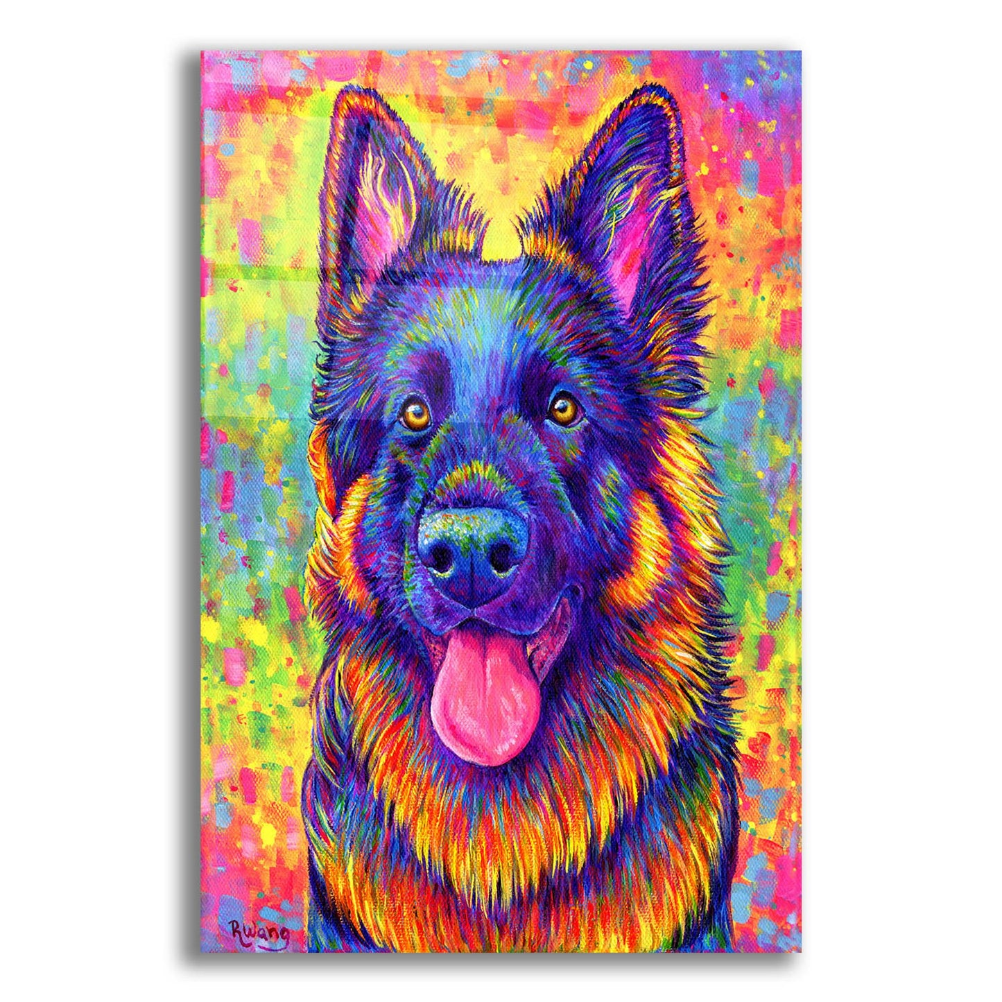 Epic Art 'Psychedelic German Shepherd' by Rebecca Wang Art, Acrylic Glass Wall Art