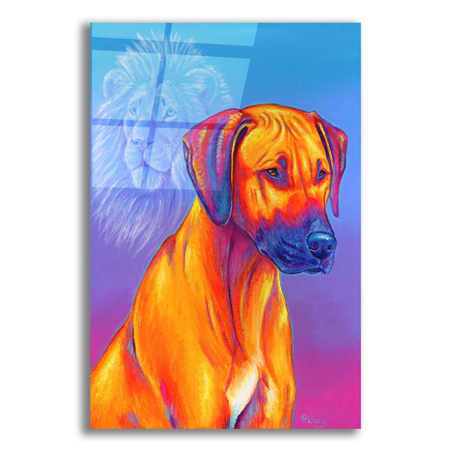 Epic Art 'Rhodesian Ridgeback with Lion Spirit' by Rebecca Wang Art, Acrylic Glass Wall Art