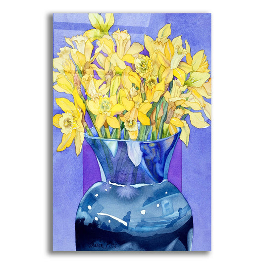 Epic Art 'Daffodils In Cobalt' by Sharon Pitts, Acrylic Glass Wall Art