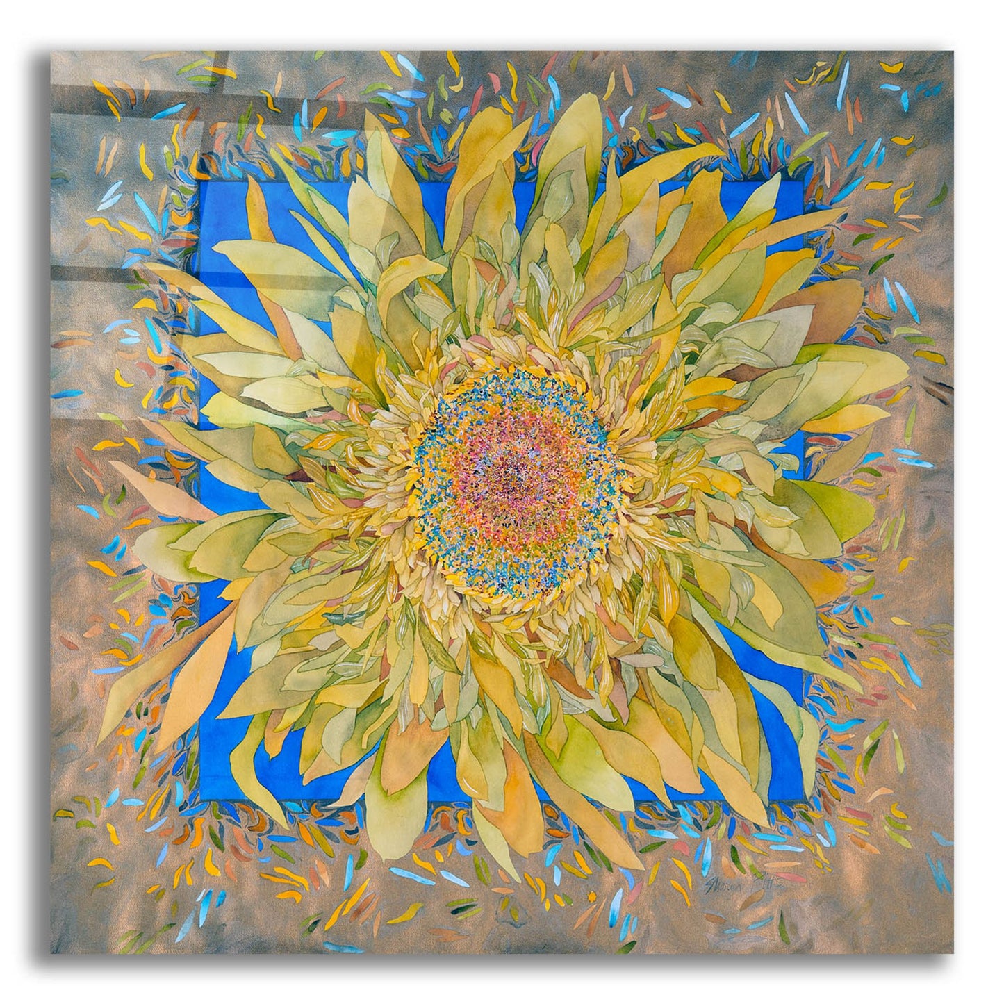 Epic Art 'Golden Flower' by Sharon Pitts, Acrylic Glass Wall Art