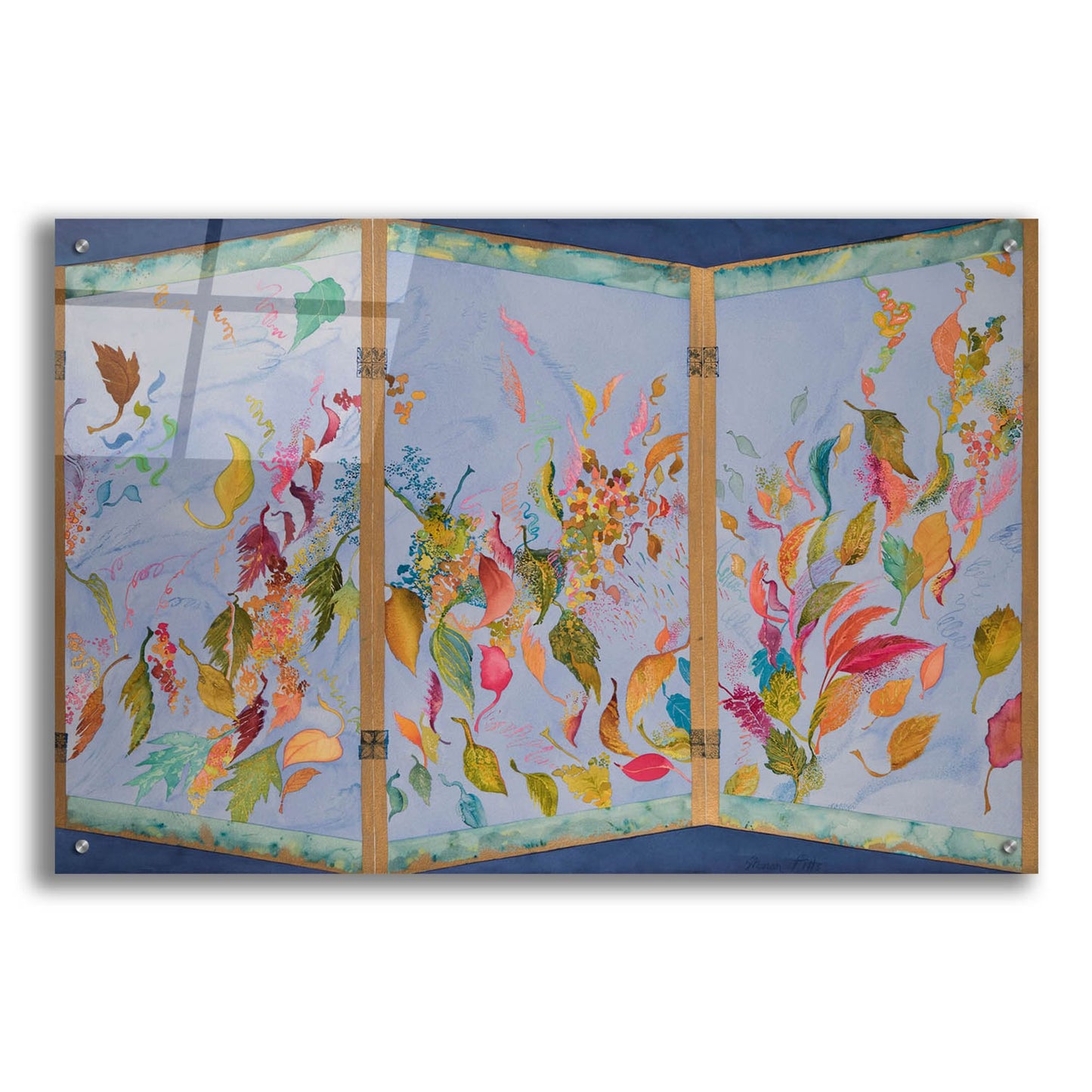 Epic Art 'Autumn Blows Away, Japanese Screen Right Panel' by Sharon Pitts, Acrylic Glass Wall Art