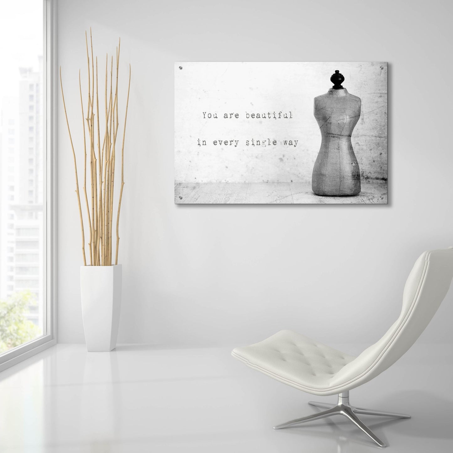 Epic Art 'Mannequin with Quote' by Tom Quartermaine, Acrylic Glass Wall Art,36x24