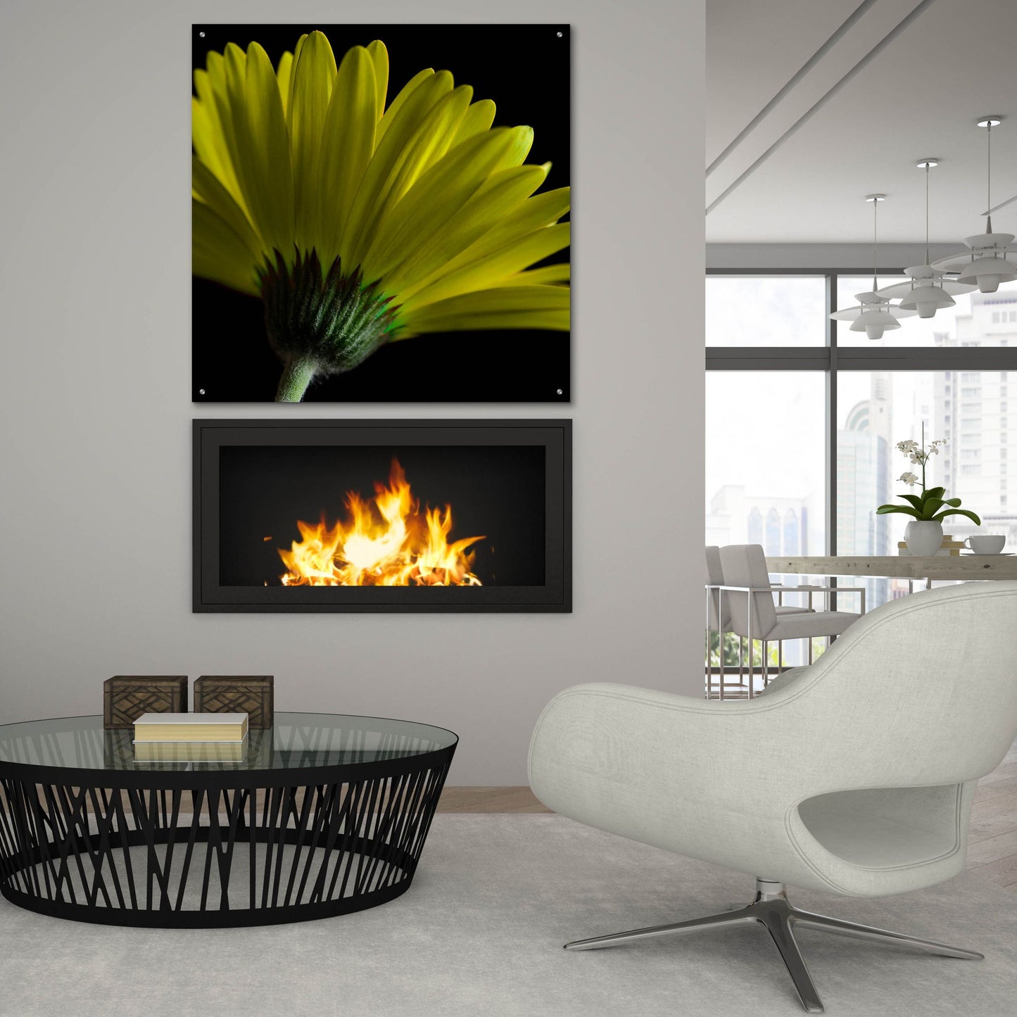 Epic Art 'Mustard Gerbera on Black' by Tom Quartermaine, Acrylic Glass Wall Art,36x36