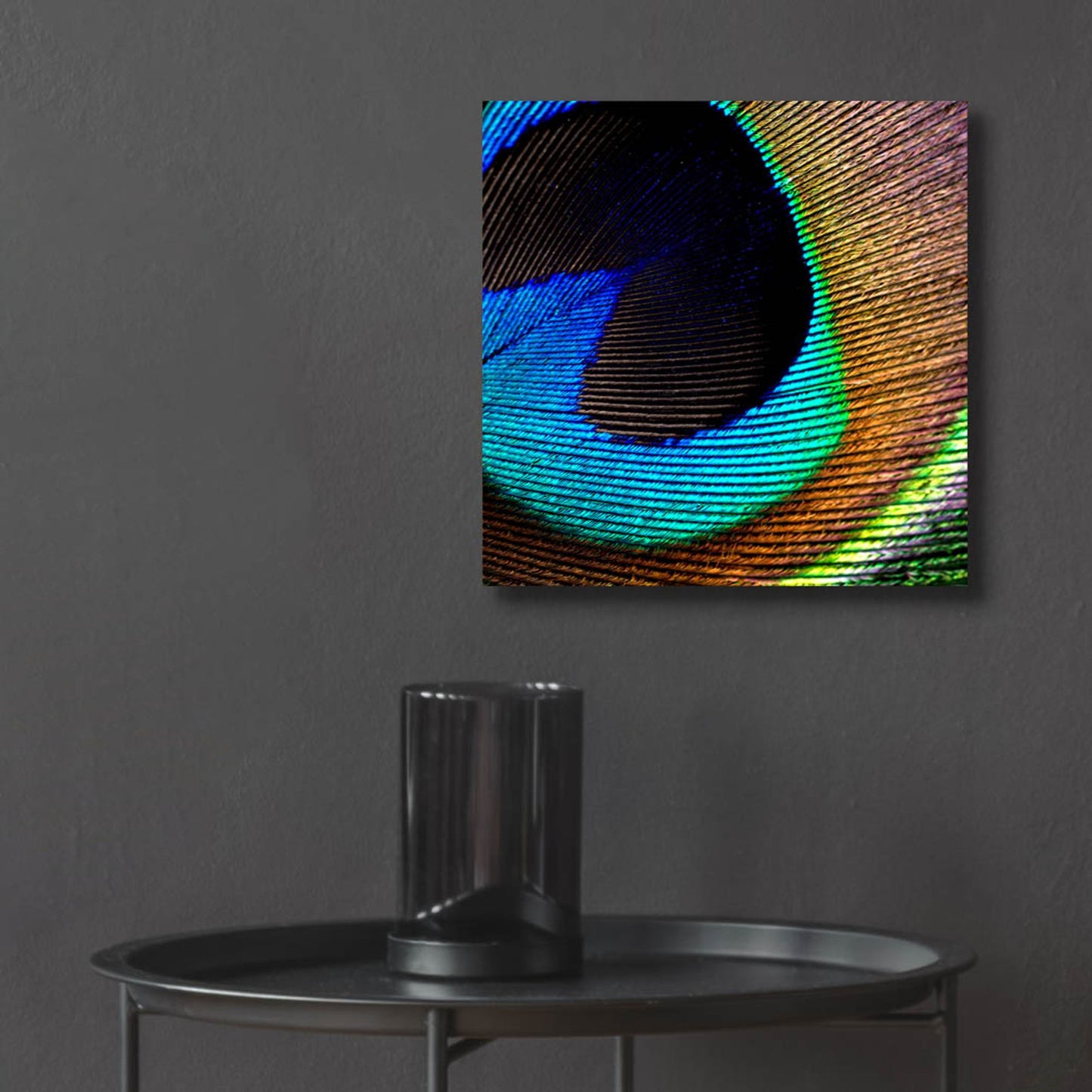 Epic Art 'Peacock Feather 02' by Tom Quartermaine, Acrylic Glass Wall Art,12x12