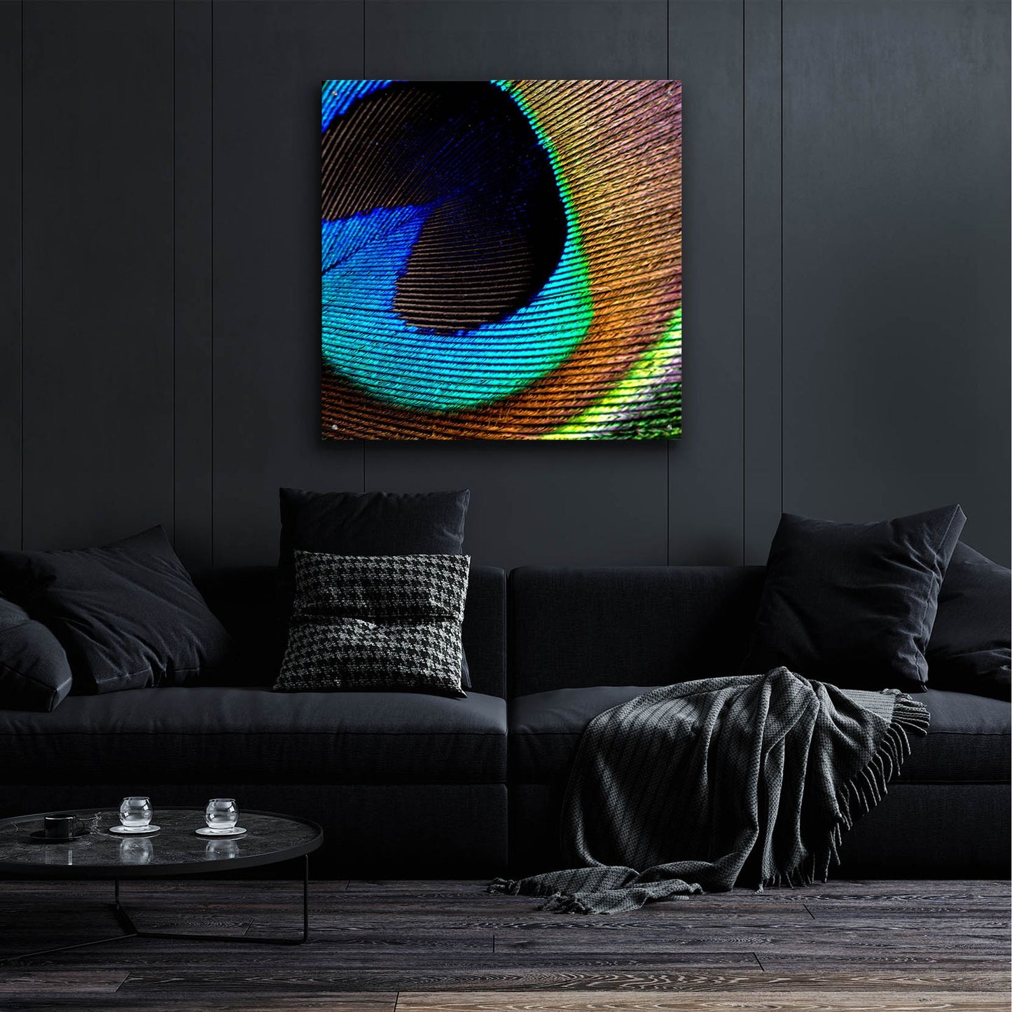 Epic Art 'Peacock Feather 02' by Tom Quartermaine, Acrylic Glass Wall Art,36x36