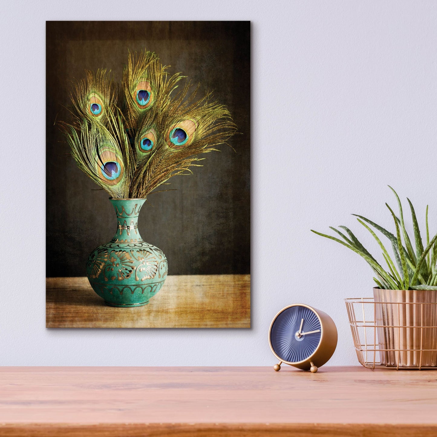 Peacock Feathers in Blue Vase by Tom Quartermaine Fine Art Paper Poster ( Decorative Elements > Feathers art) - 24x16x.25