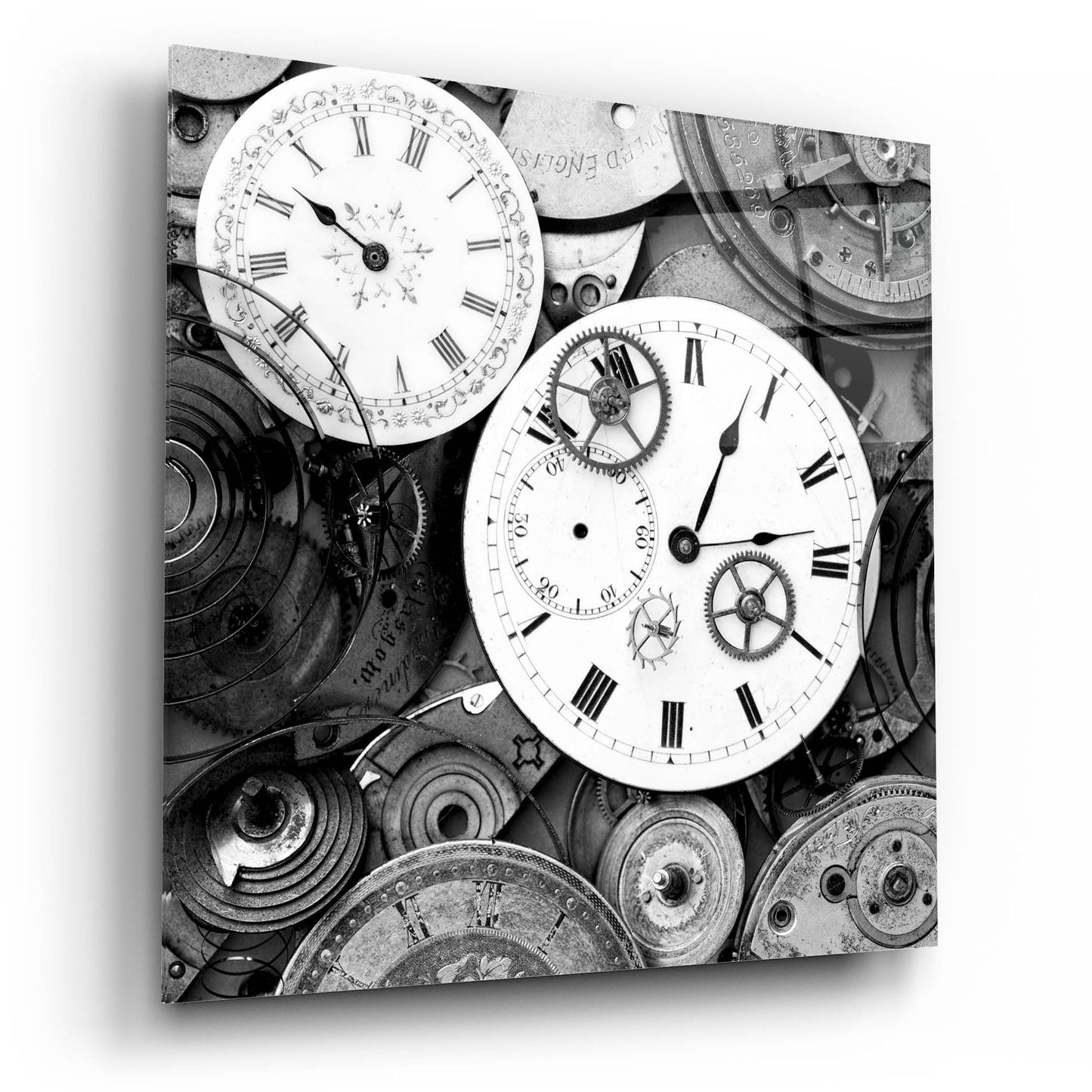 Epic Art 'Pieces of Old Watch BW' by Tom Quartermaine, Acrylic Glass Wall Art,12x12