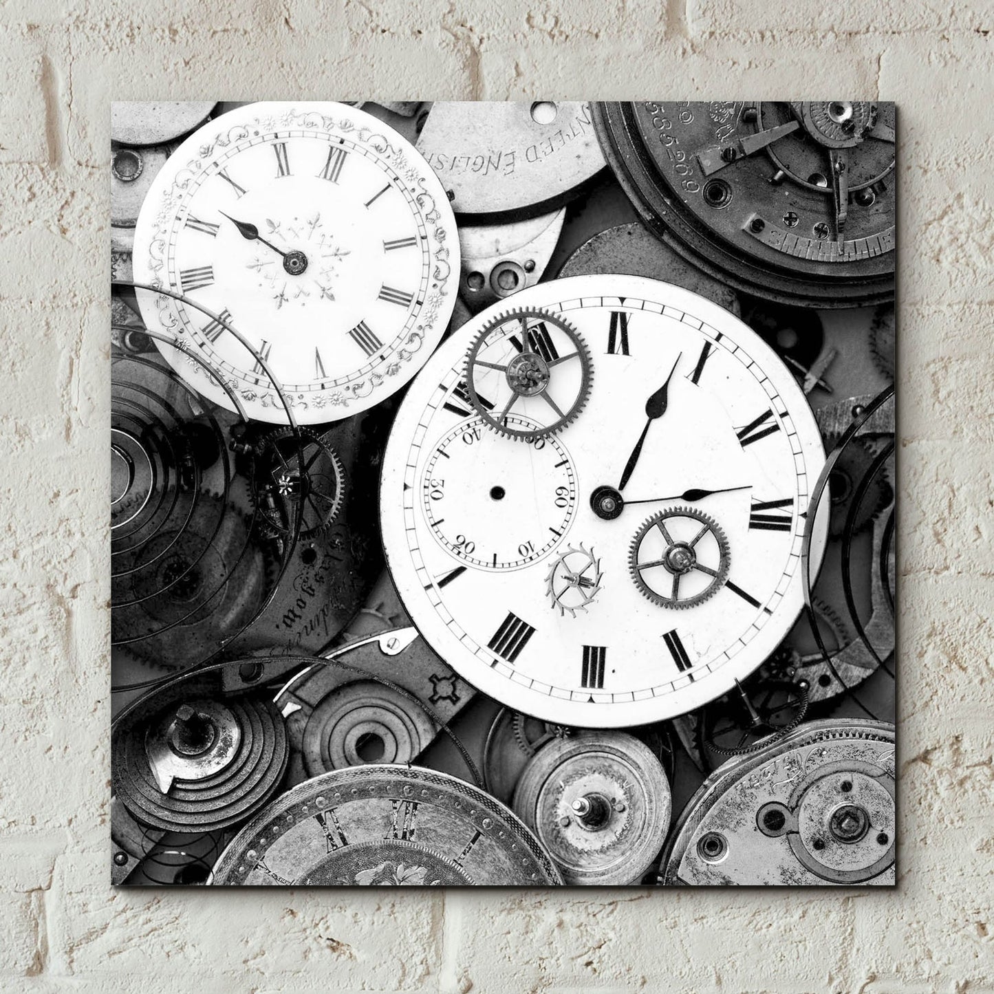 Epic Art 'Pieces of Old Watch BW' by Tom Quartermaine, Acrylic Glass Wall Art,12x12