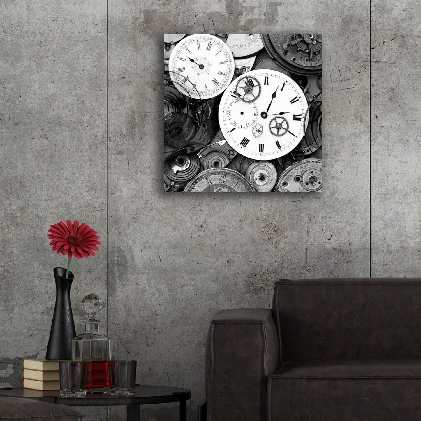 Epic Art 'Pieces of Old Watch BW' by Tom Quartermaine, Acrylic Glass Wall Art,24x24