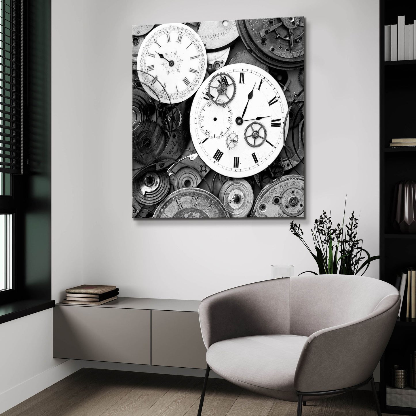 Epic Art 'Pieces of Old Watch BW' by Tom Quartermaine, Acrylic Glass Wall Art,36x36