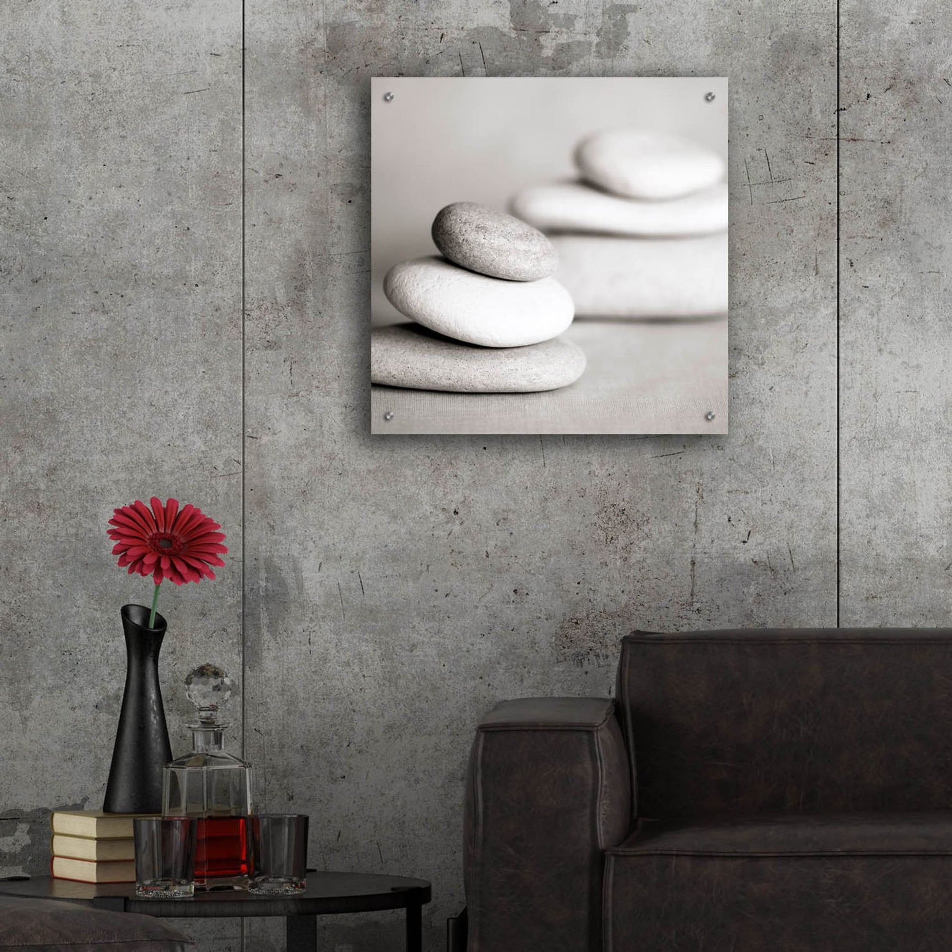 Epic Art 'Piles of Stones BW 01' by Tom Quartermaine, Acrylic Glass Wall Art,24x24