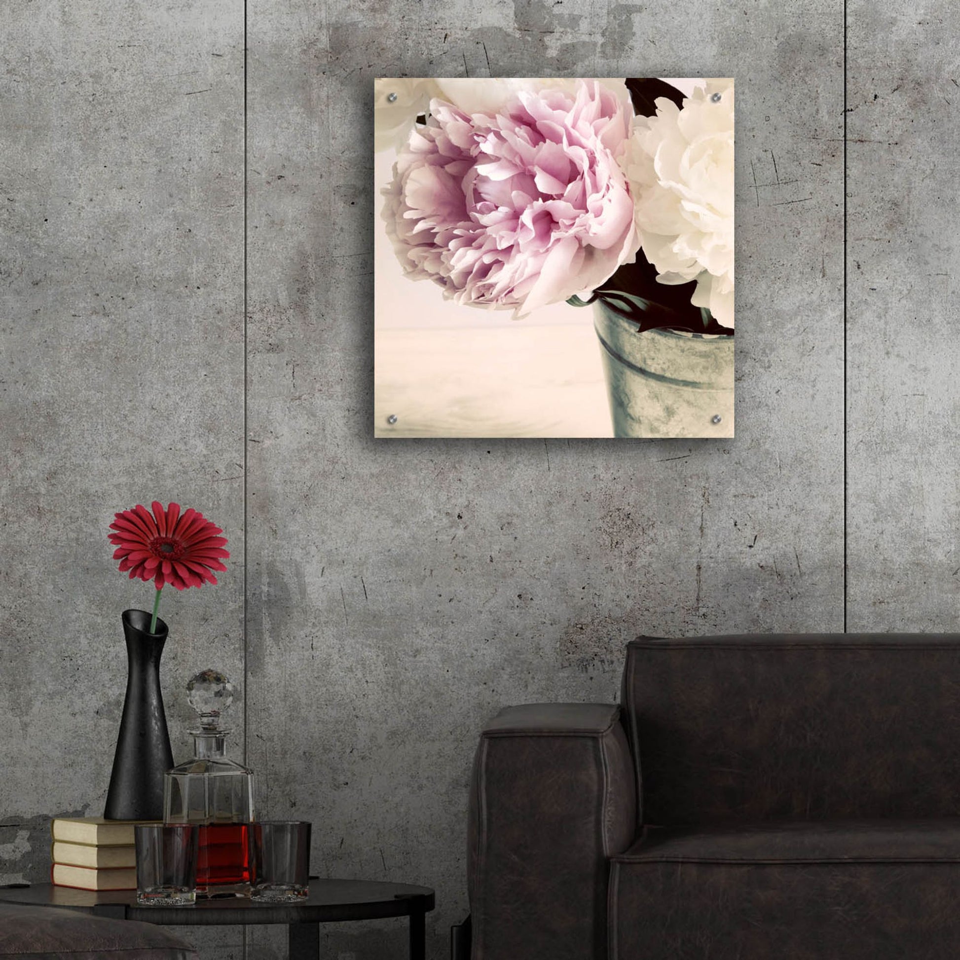 Epic Art 'Pink and White Peonies in a Vase' by Tom Quartermaine, Acrylic Glass Wall Art,24x24