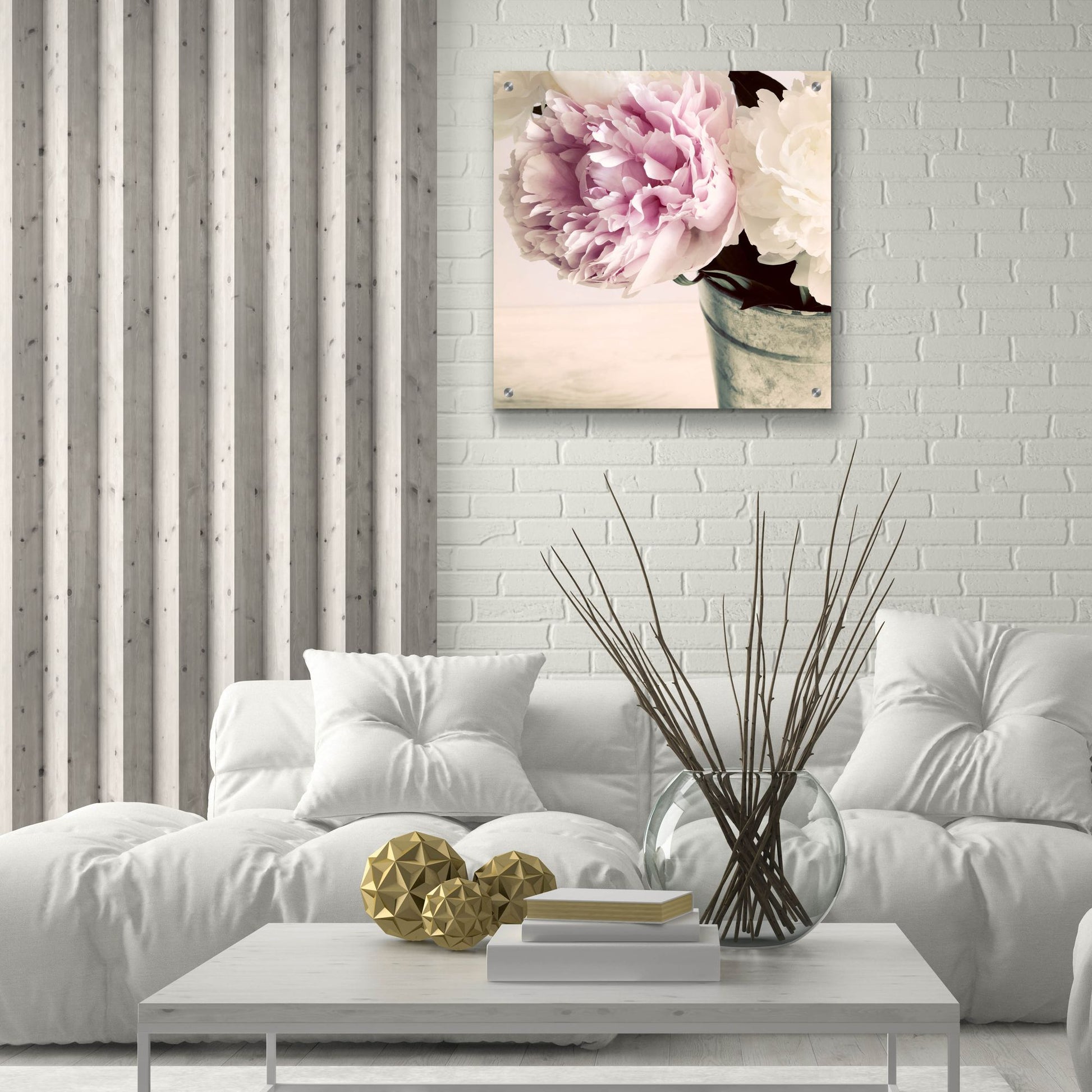 Epic Art 'Pink and White Peonies in a Vase' by Tom Quartermaine, Acrylic Glass Wall Art,24x24