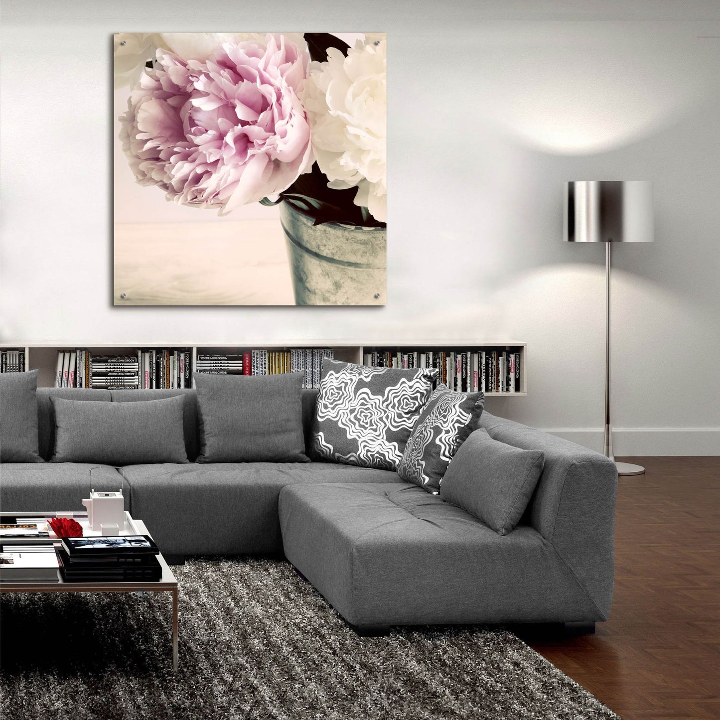 Epic Art 'Pink and White Peonies in a Vase' by Tom Quartermaine, Acrylic Glass Wall Art,36x36