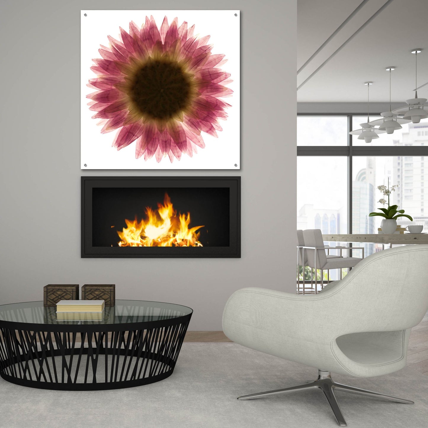 Epic Art 'Pink Flower on White 01' by Tom Quartermaine, Acrylic Glass Wall Art,36x36