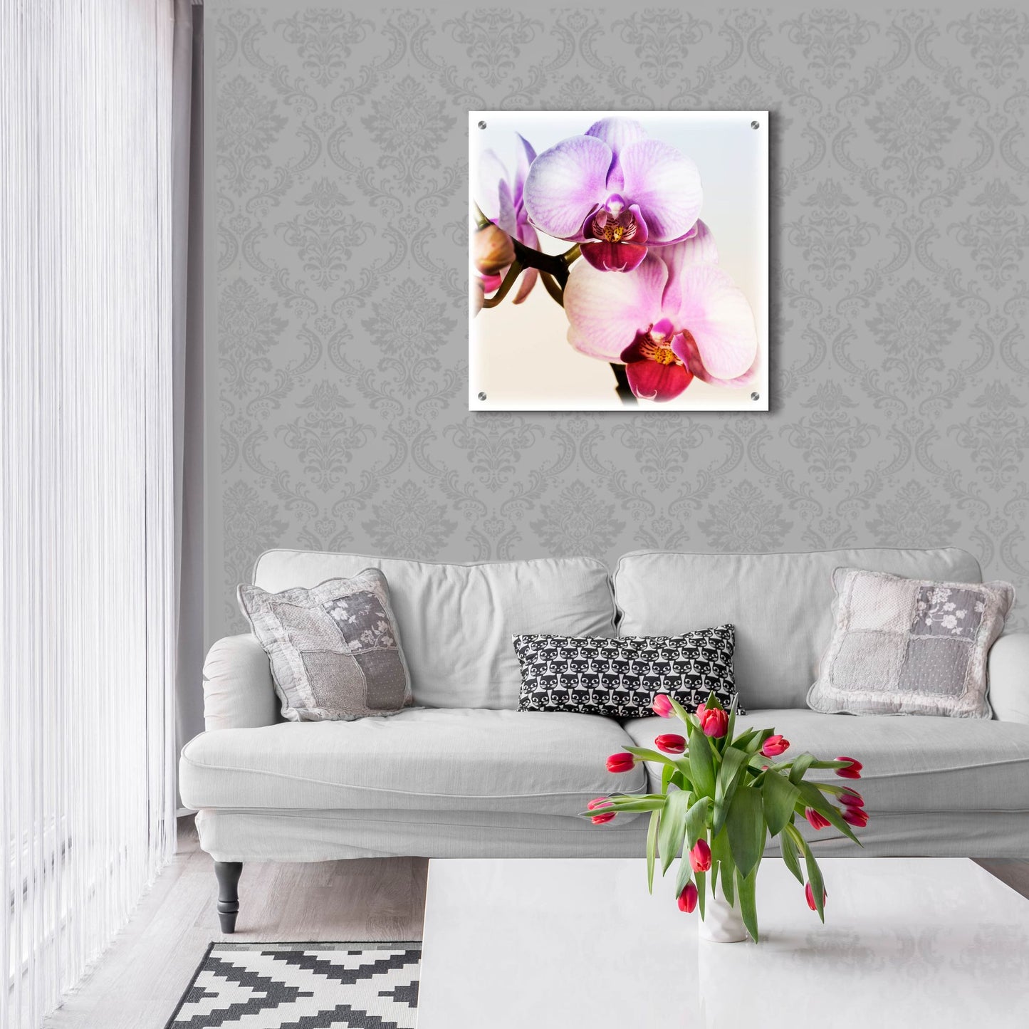 Epic Art 'Pink Orchid Close up 02' by Tom Quartermaine, Acrylic Glass Wall Art,24x24