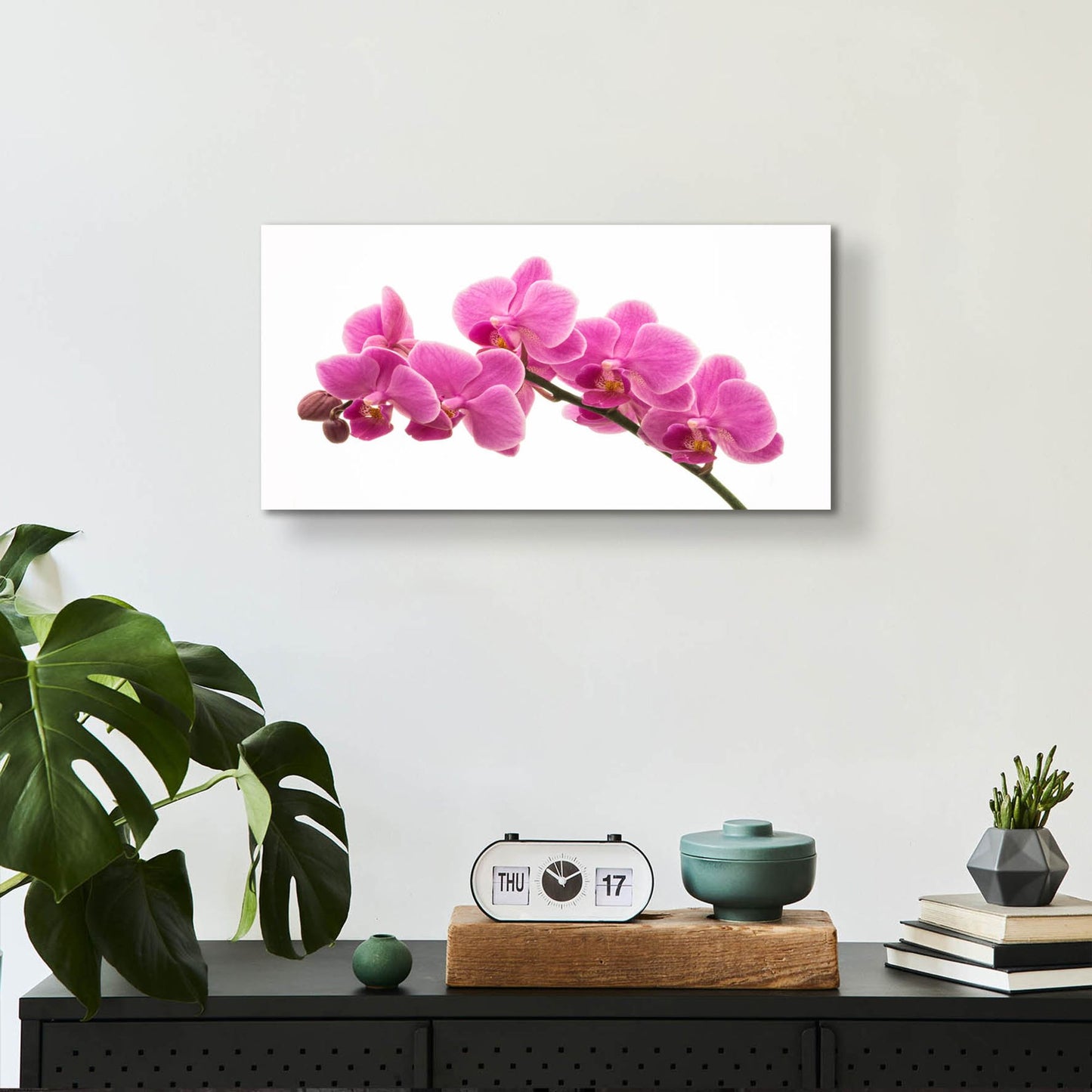 Epic Art 'Pink Orchid on White 01' by Tom Quartermaine, Acrylic Glass Wall Art,24x12