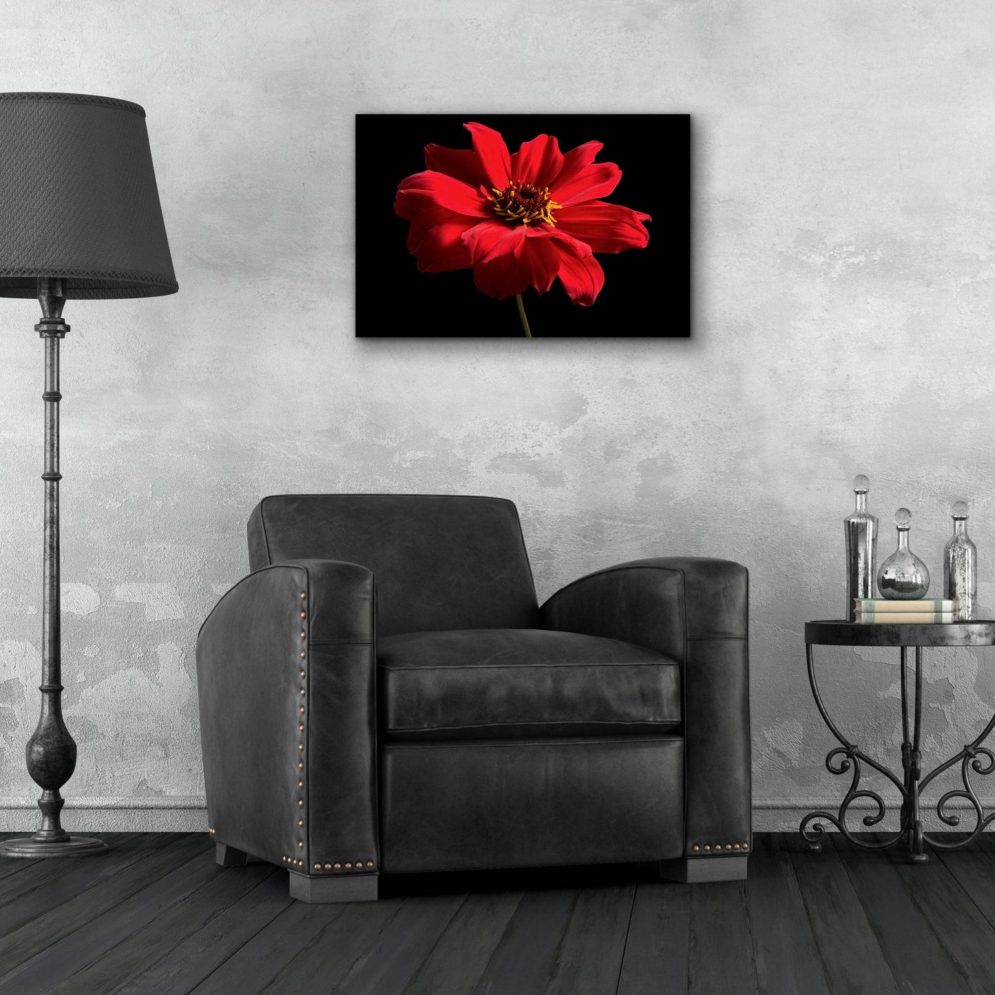 Epic Art 'Red Flower on Black 01' by Tom Quartermaine, Acrylic Glass Wall Art,24x16