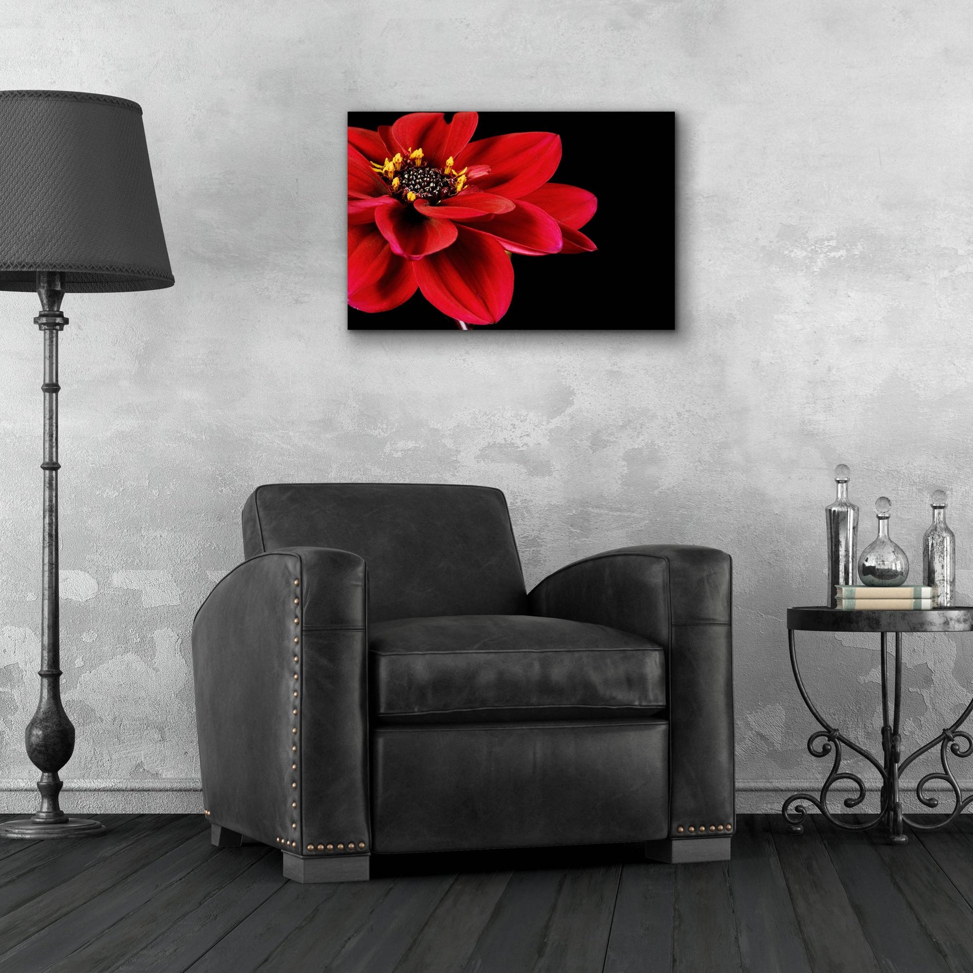 Epic Art 'Red Flower on Black 02' by Tom Quartermaine, Acrylic Glass Wall Art,24x16