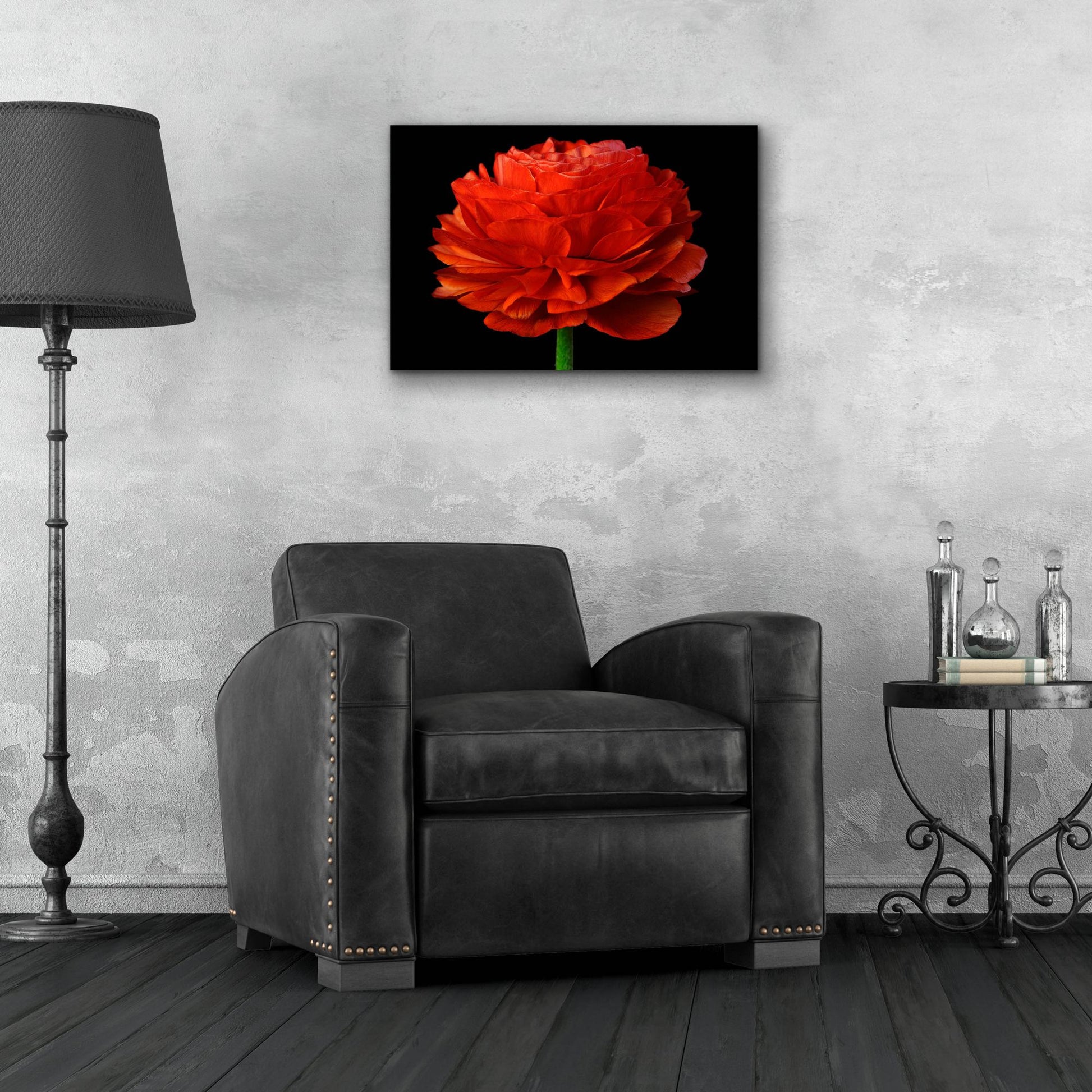 Epic Art 'Red Flower on Black 04' by Tom Quartermaine, Acrylic Glass Wall Art,24x16