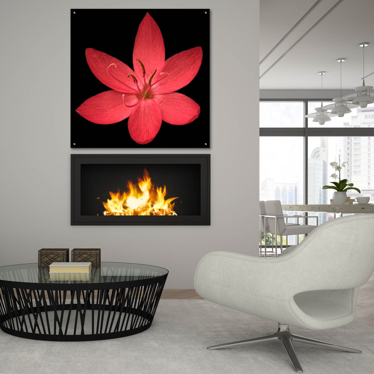 Epic Art 'Red Flower on Black 06' by Tom Quartermaine, Acrylic Glass Wall Art,36x36