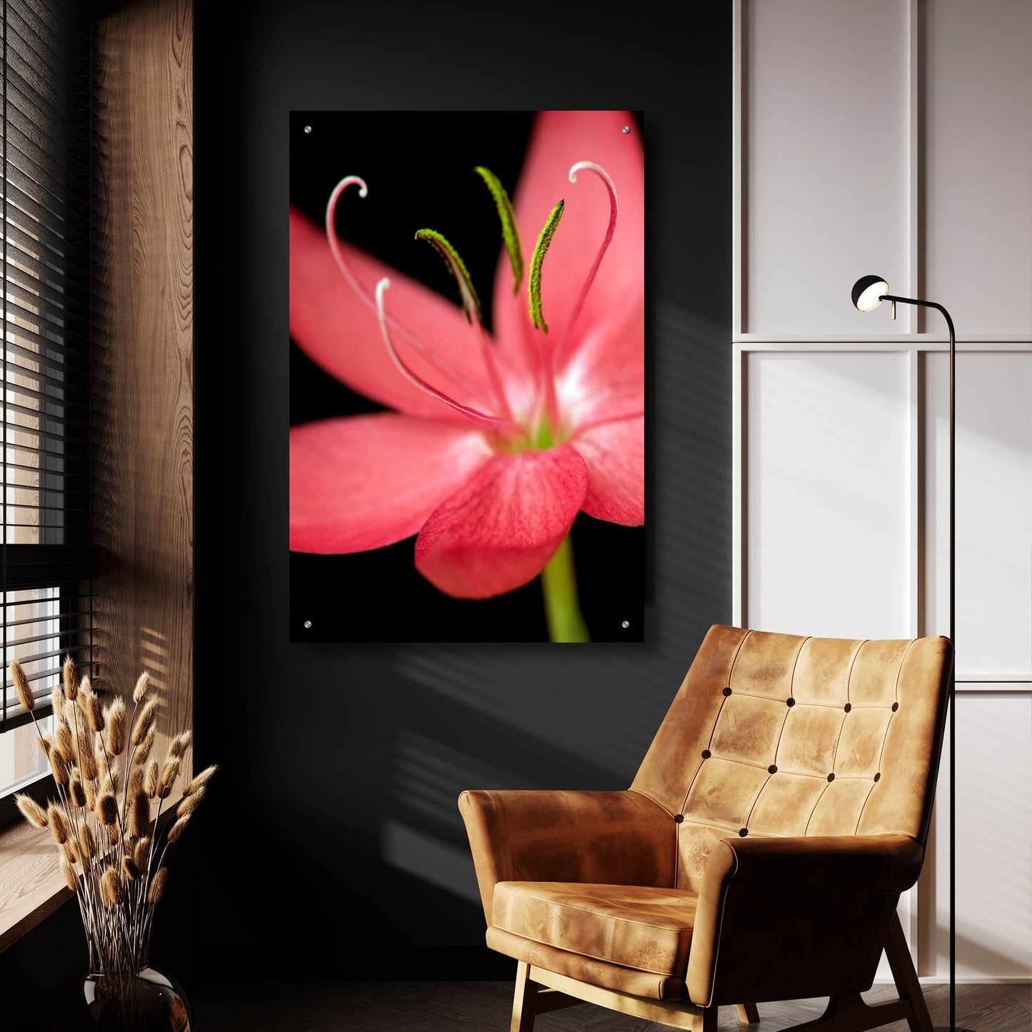 Epic Art 'Red Flower on Black 07' by Tom Quartermaine, Acrylic Glass Wall Art,24x36