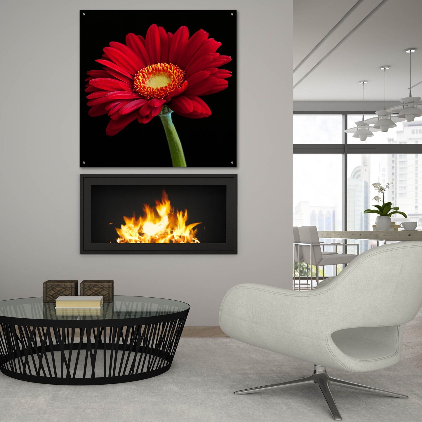 Epic Art 'Red Gerbera on Black 01' by Tom Quartermaine, Acrylic Glass Wall Art,36x36