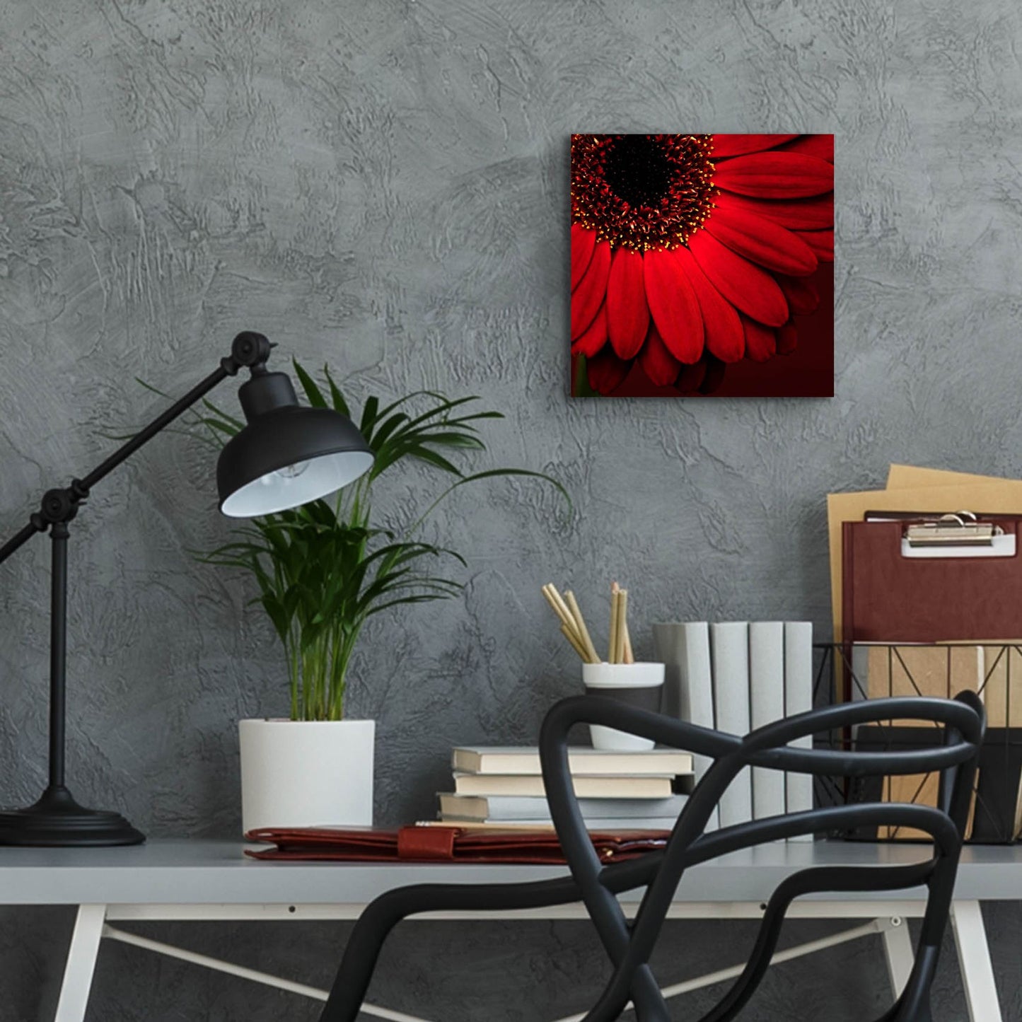 Epic Art 'Red Gerbera on Red 01' by Tom Quartermaine, Acrylic Glass Wall Art,12x12