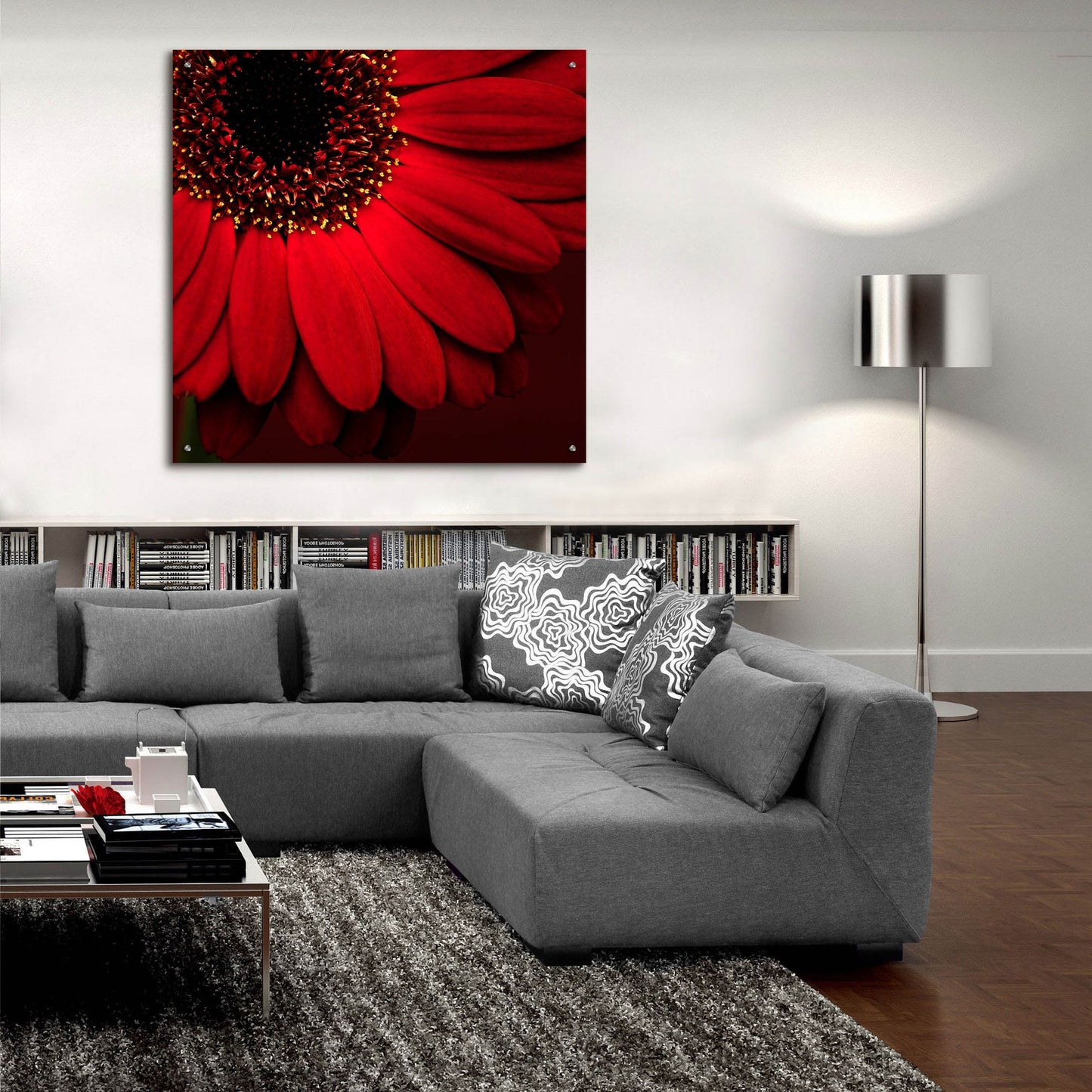 Epic Art 'Red Gerbera on Red 01' by Tom Quartermaine, Acrylic Glass Wall Art,36x36