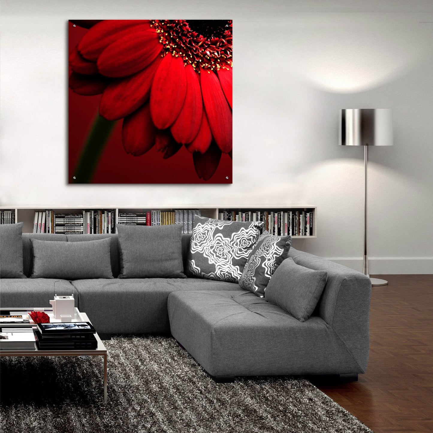 Epic Art 'Red Gerbera on Red 02' by Tom Quartermaine, Acrylic Glass Wall Art,36x36