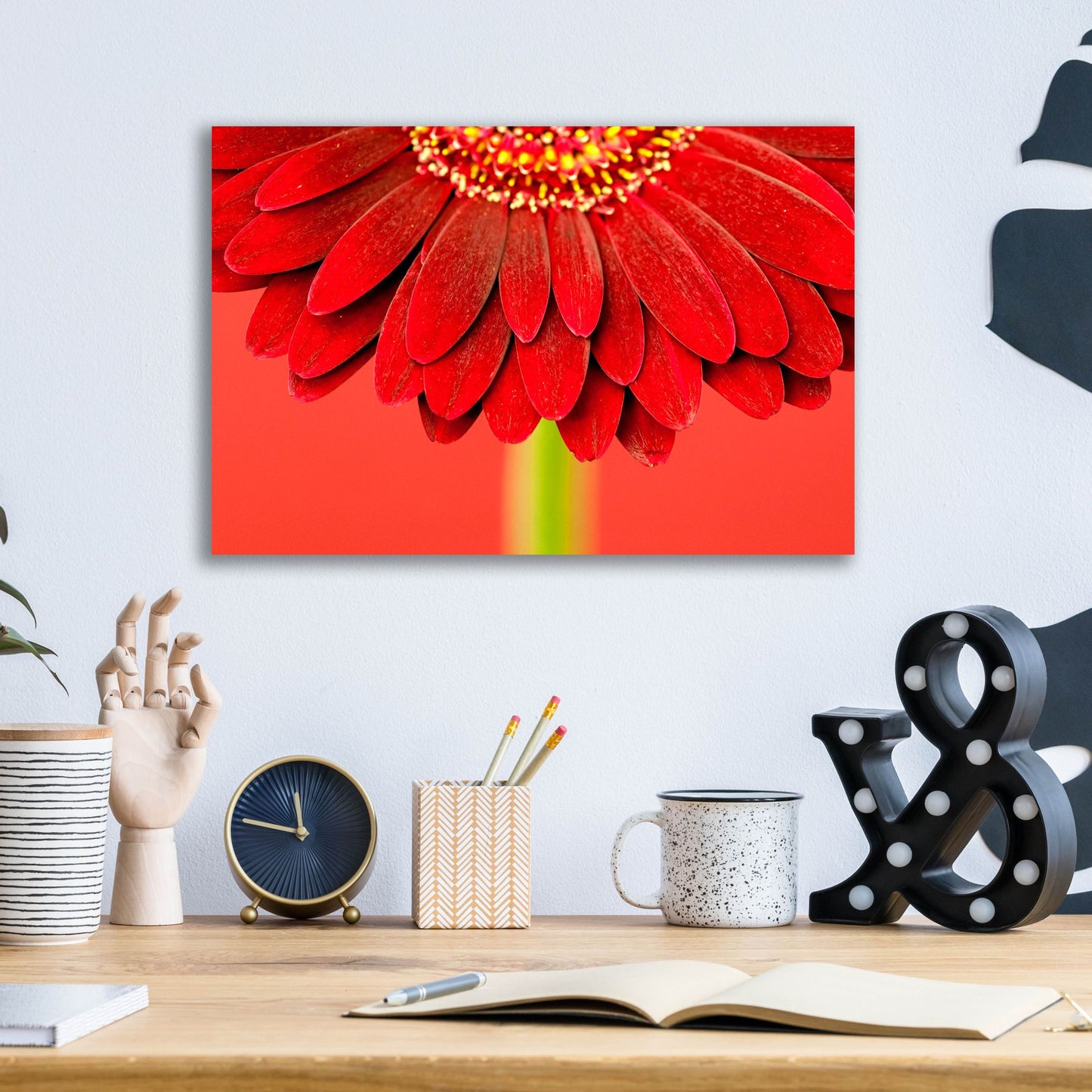 Epic Art 'Red Gerbera on Red 04' by Tom Quartermaine, Acrylic Glass Wall Art,16x12