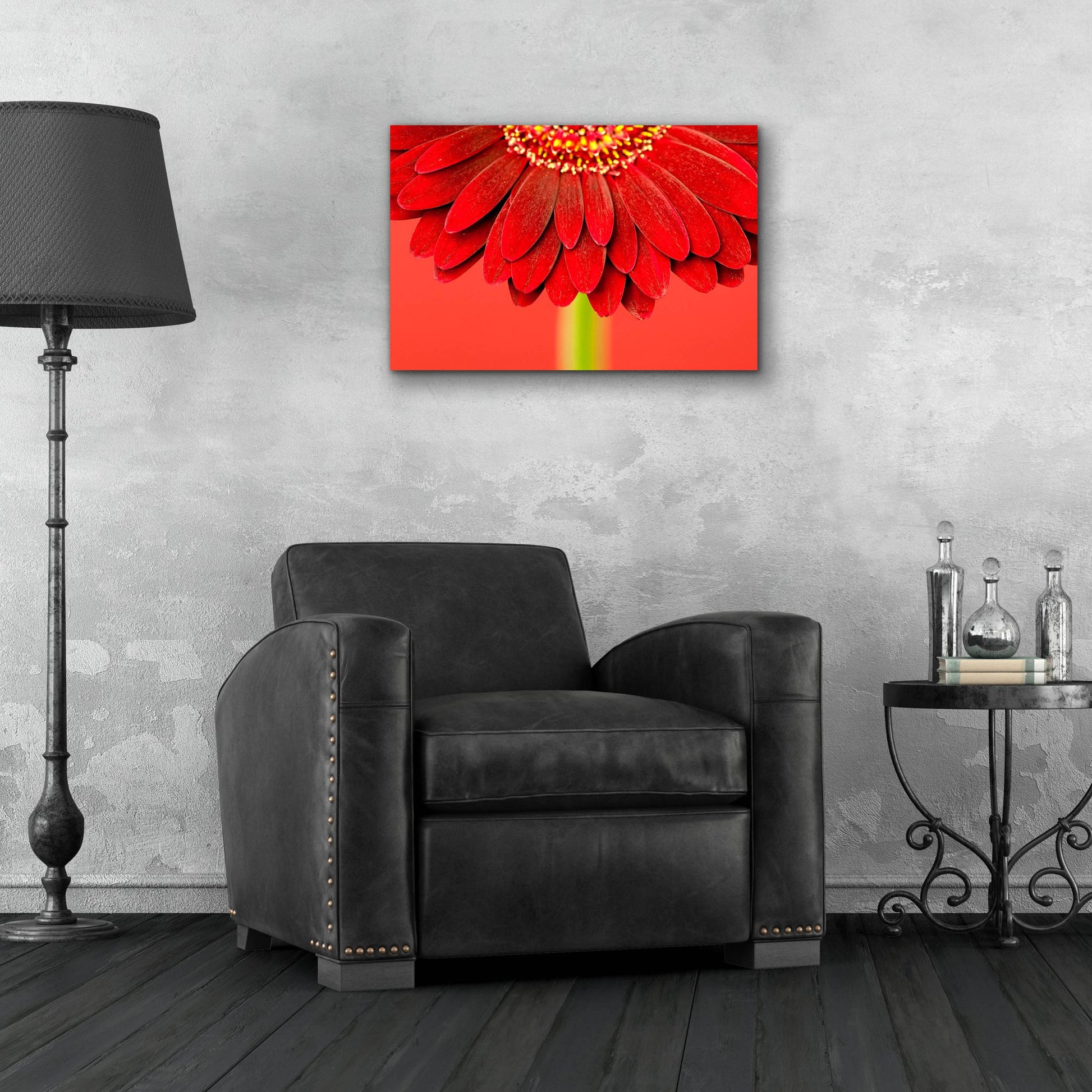 Epic Art 'Red Gerbera on Red 04' by Tom Quartermaine, Acrylic Glass Wall Art,24x16