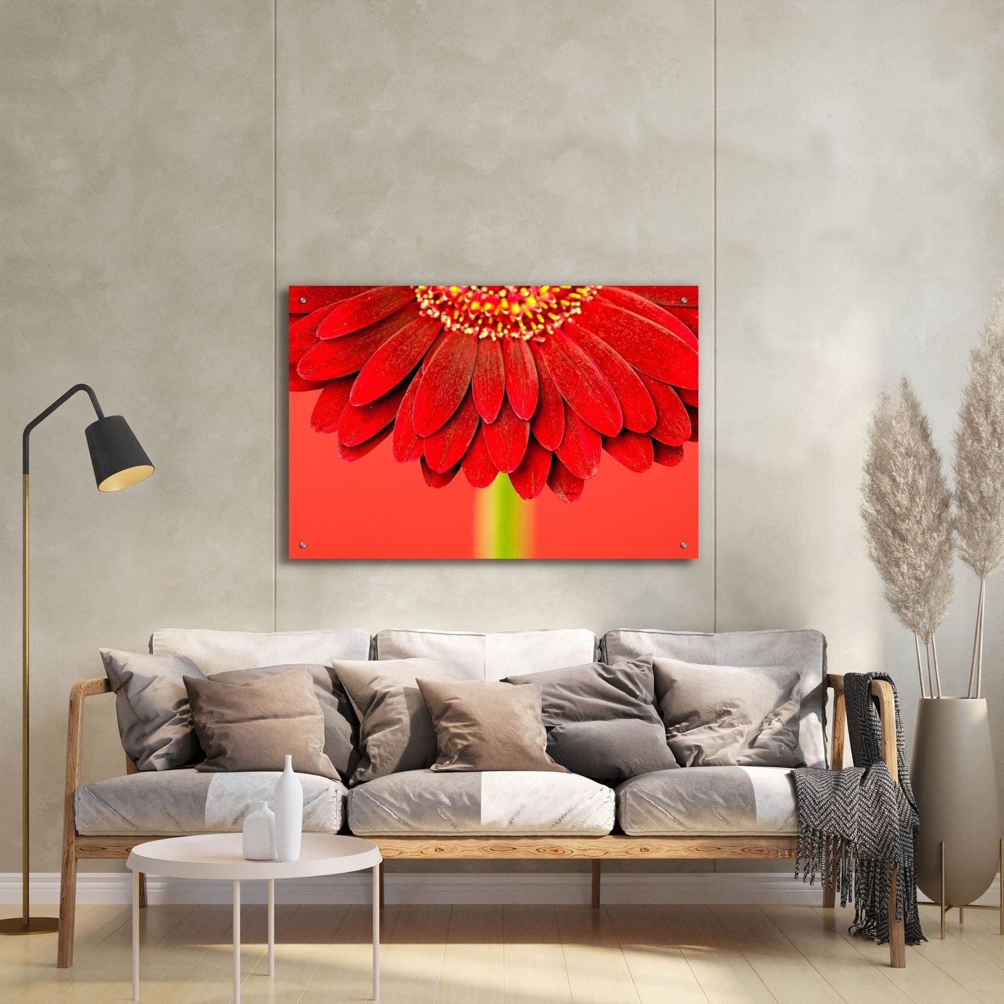 Epic Art 'Red Gerbera on Red 04' by Tom Quartermaine, Acrylic Glass Wall Art,36x24