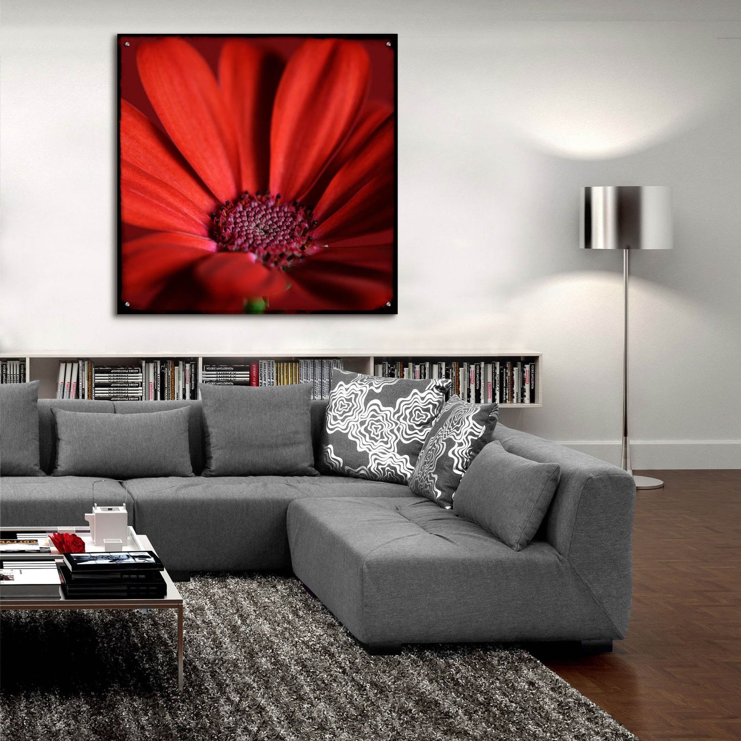 Epic Art 'Red Gerbera on Red 06' by Tom Quartermaine, Acrylic Glass Wall Art,36x36