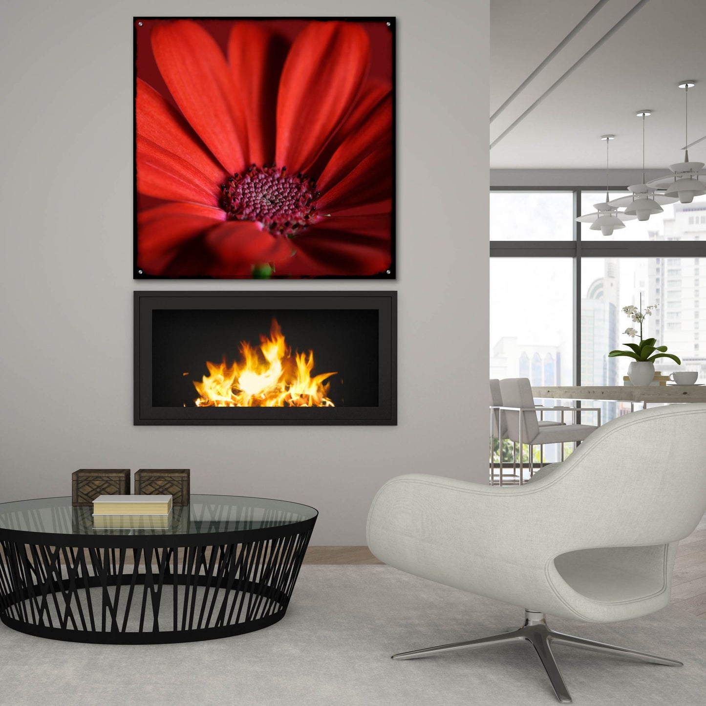 Epic Art 'Red Gerbera on Red 06' by Tom Quartermaine, Acrylic Glass Wall Art,36x36