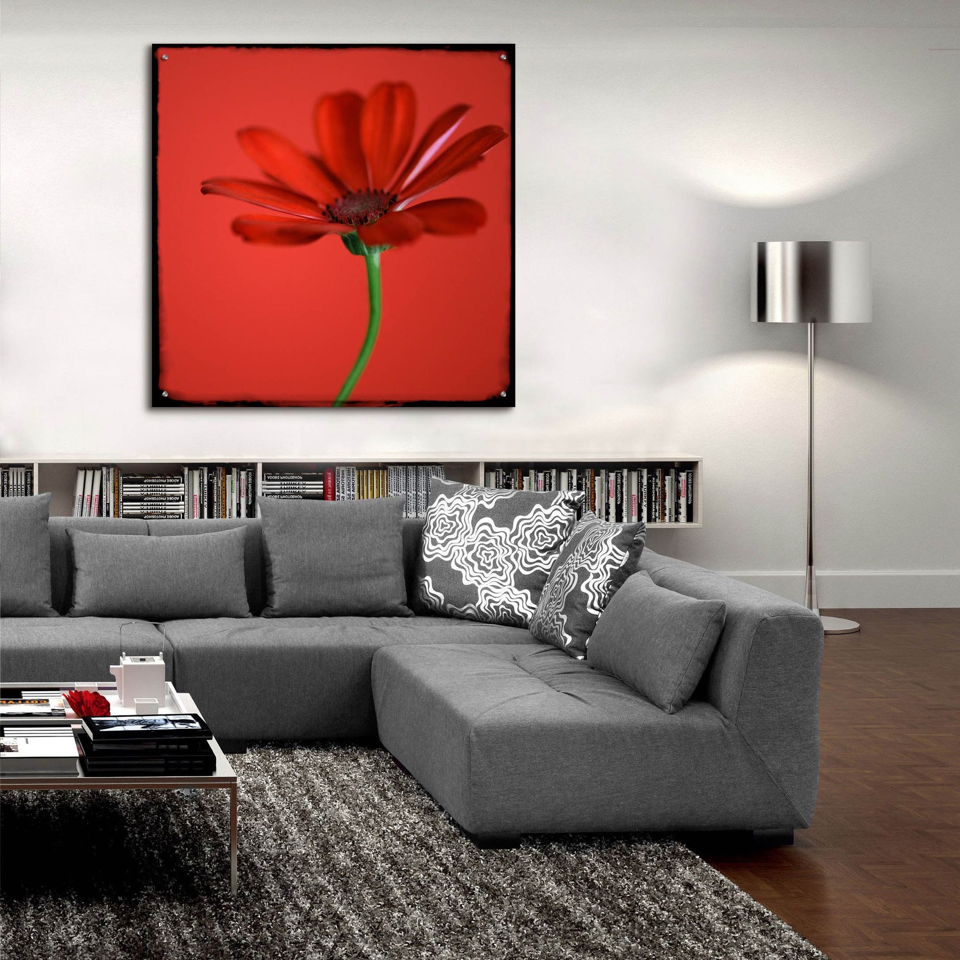 Epic Art 'Red Gerbera on Red 07' by Tom Quartermaine, Acrylic Glass Wall Art,36x36