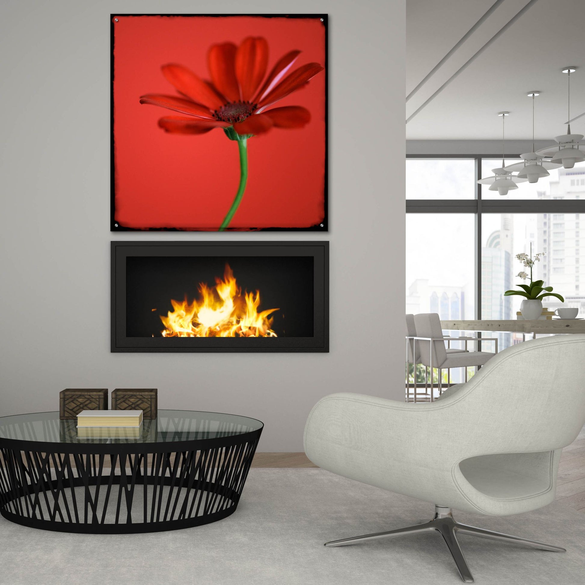 Epic Art 'Red Gerbera on Red 07' by Tom Quartermaine, Acrylic Glass Wall Art,36x36