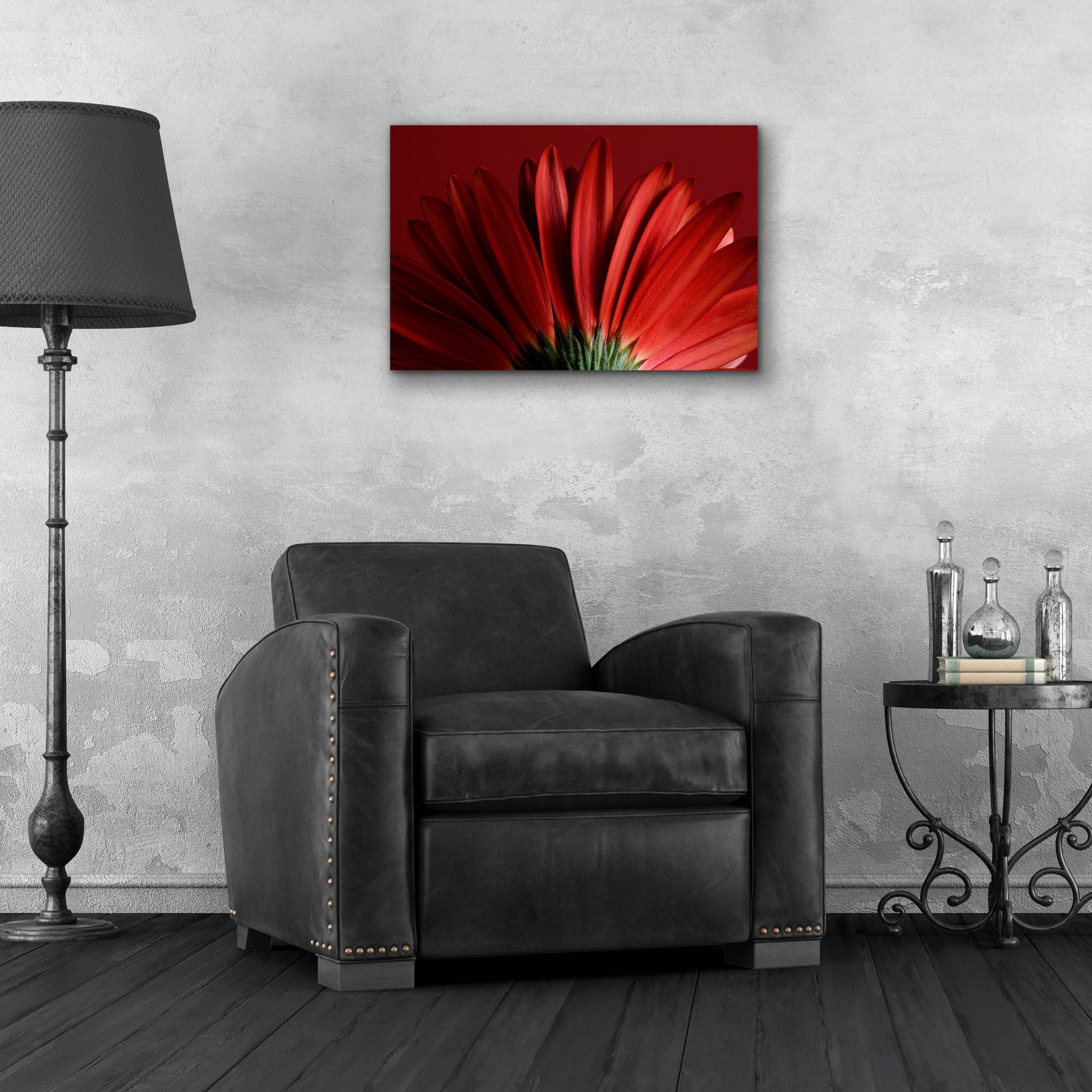 Epic Art 'Red Gerbera on Red 09' by Tom Quartermaine, Acrylic Glass Wall Art,24x16