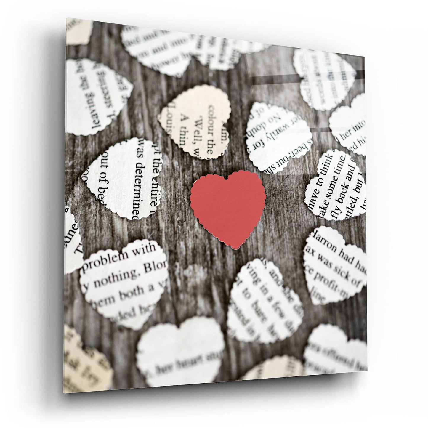 Epic Art 'Red Heart with Heart Book Pages' by Tom Quartermaine, Acrylic Glass Wall Art,12x12