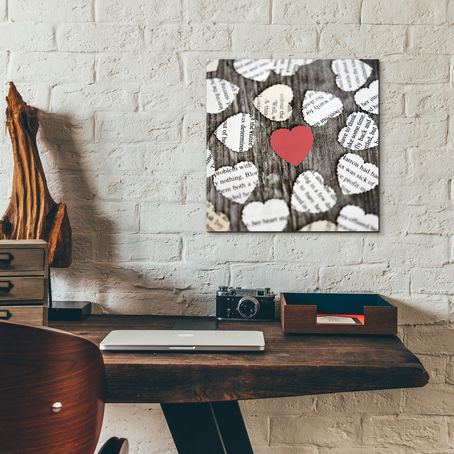 Epic Art 'Red Heart with Heart Book Pages' by Tom Quartermaine, Acrylic Glass Wall Art,12x12