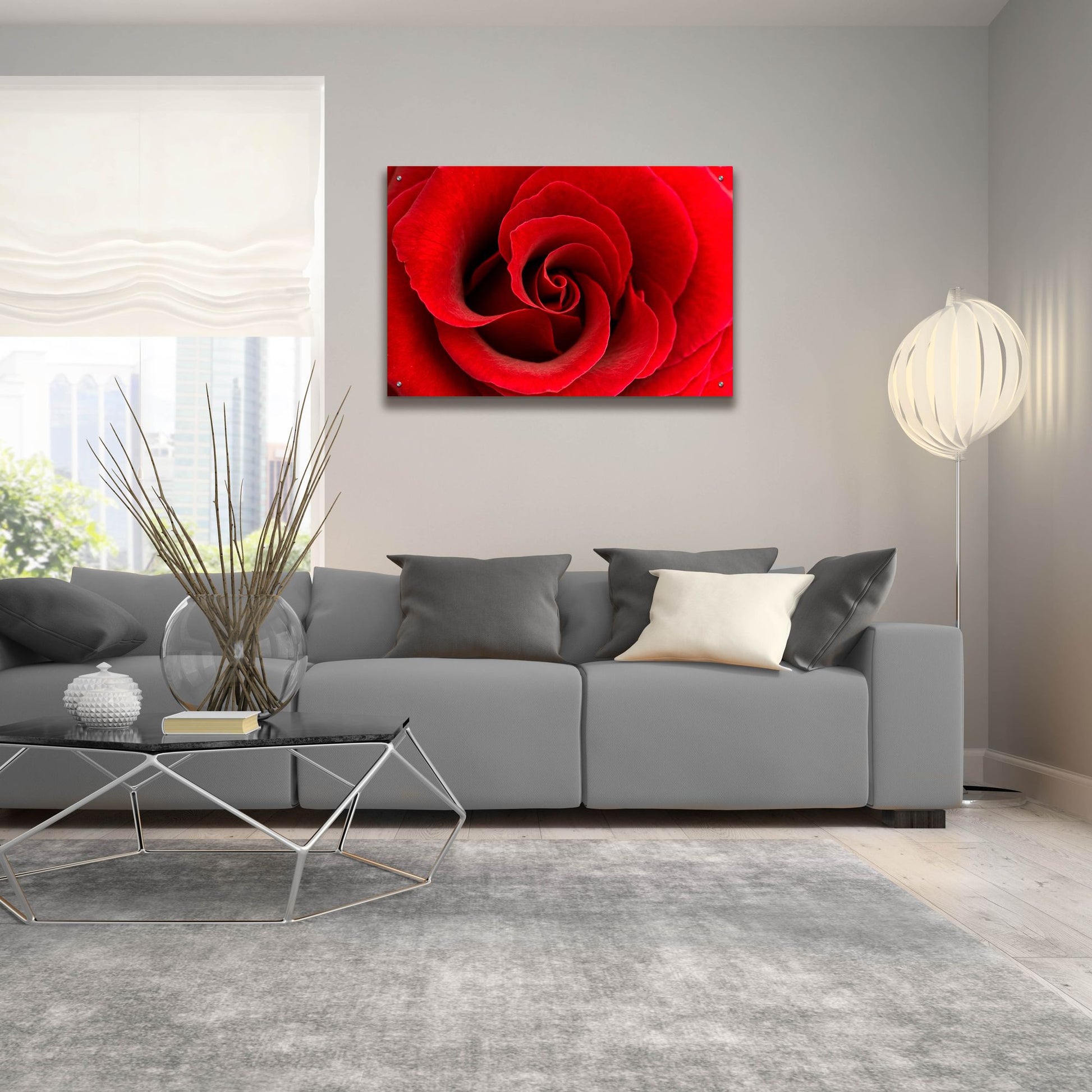 Epic Art 'Red Rose 03' by Tom Quartermaine, Acrylic Glass Wall Art,36x24